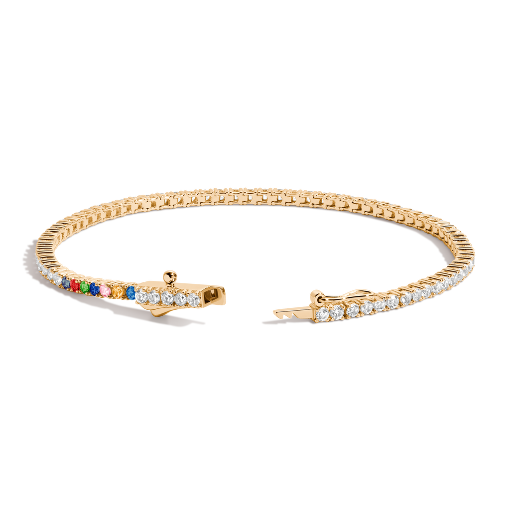 Personalized Lab Grown White Sapphire Tennis Bracelet Vermeil Yellow Gold 6in 6.5in 7in 7.5in 1 2 3 4 5 6 7 First