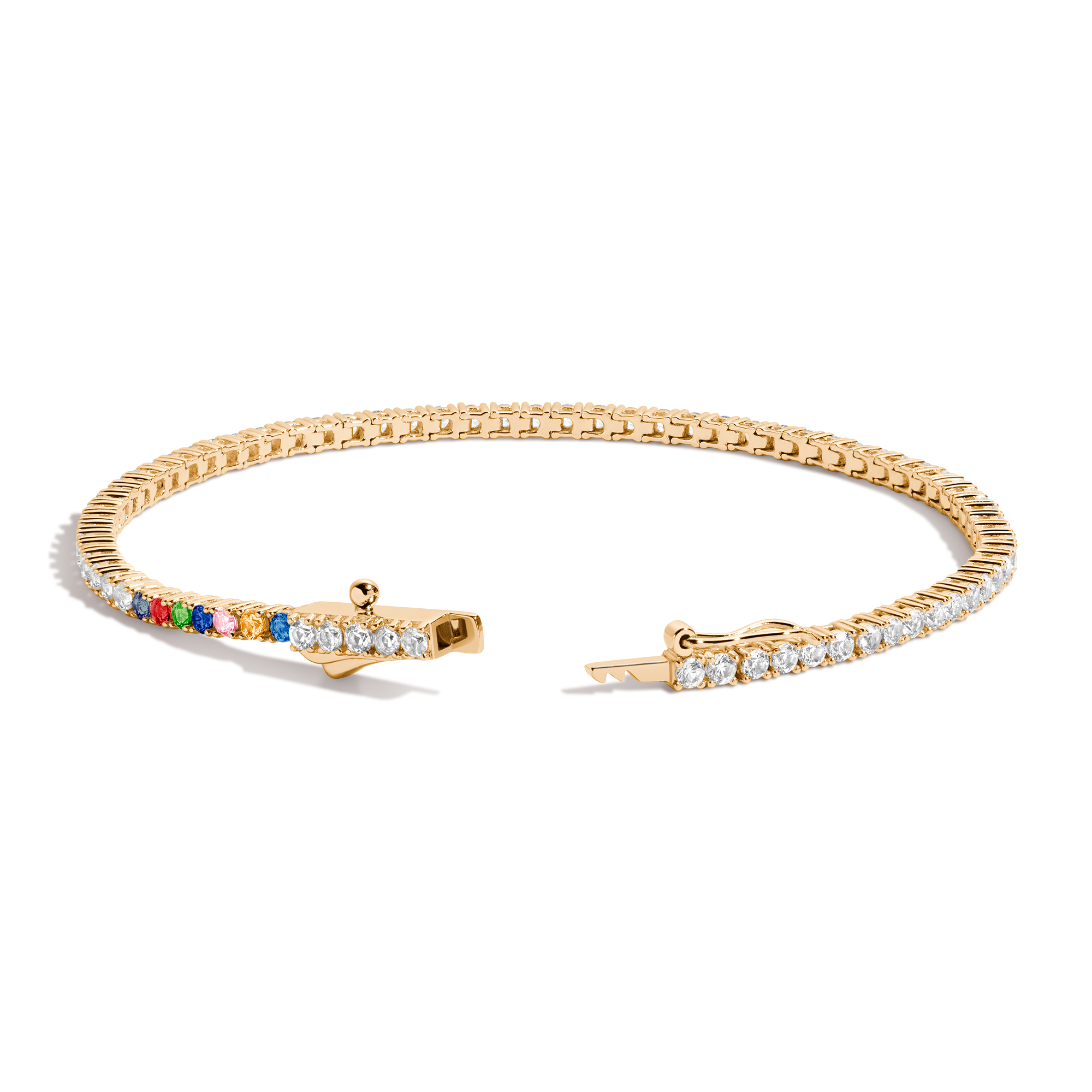Personalized Lab Grown White Sapphire Tennis Bracelet Vermeil Yellow Gold 6in 6.5in 7in 7.5in 1 2 3 4 5 6 7 First