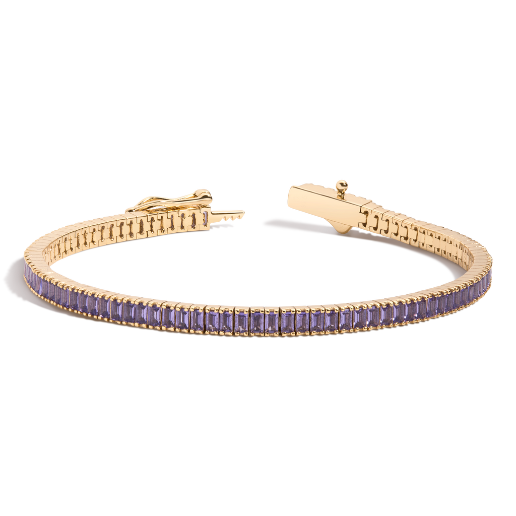 Lab Grown Amethyst Baguette Tennis Bracelet