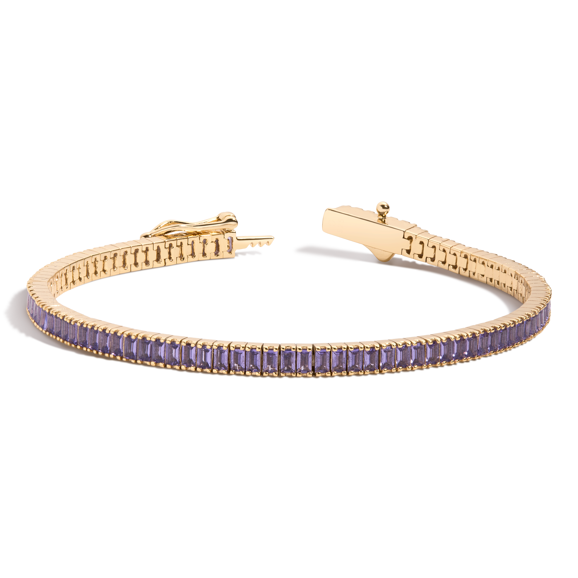 Lab Grown Amethyst Baguette Tennis Bracelet