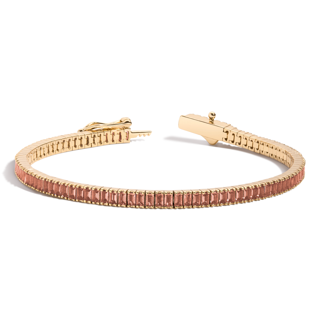 Lab Grown Sunstone Baguette Tennis Bracelet
