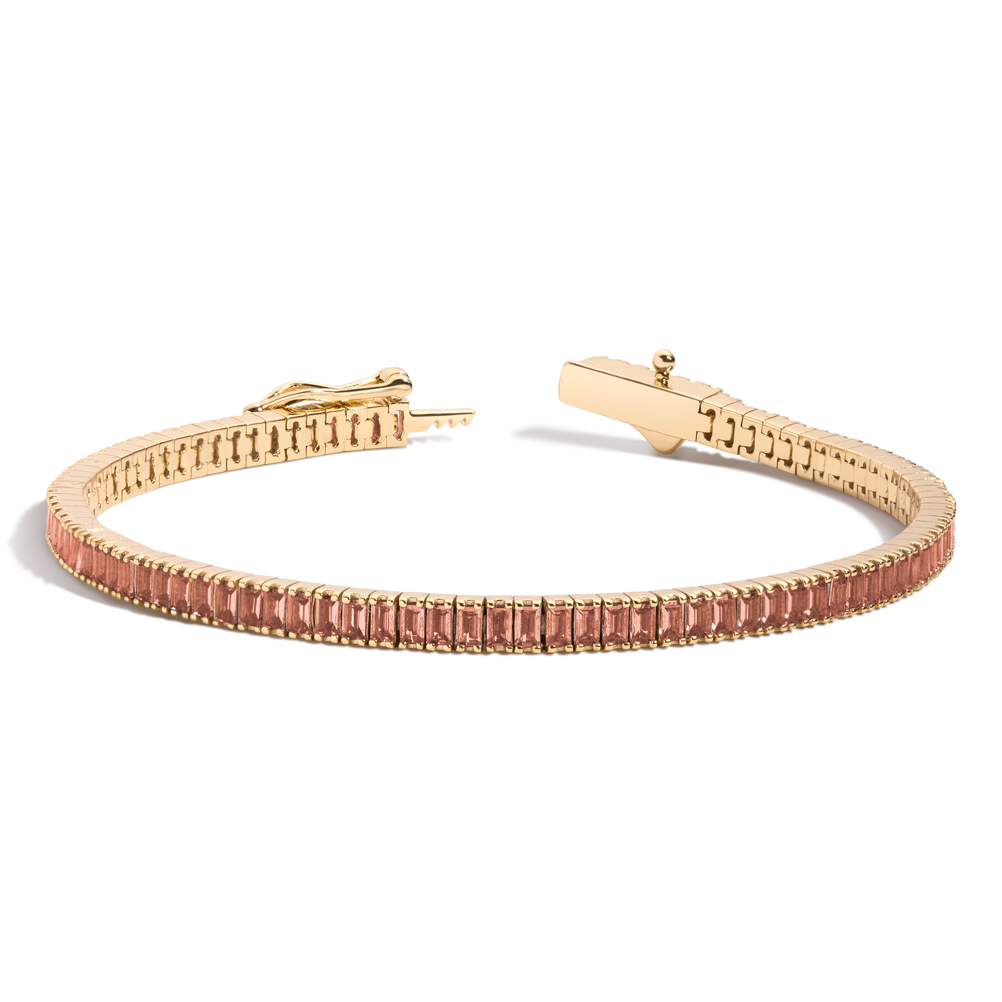 Lab Grown Sunstone Baguette Tennis Bracelet