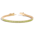 Lab Grown Green Peridot Baguette Tennis Bracelet