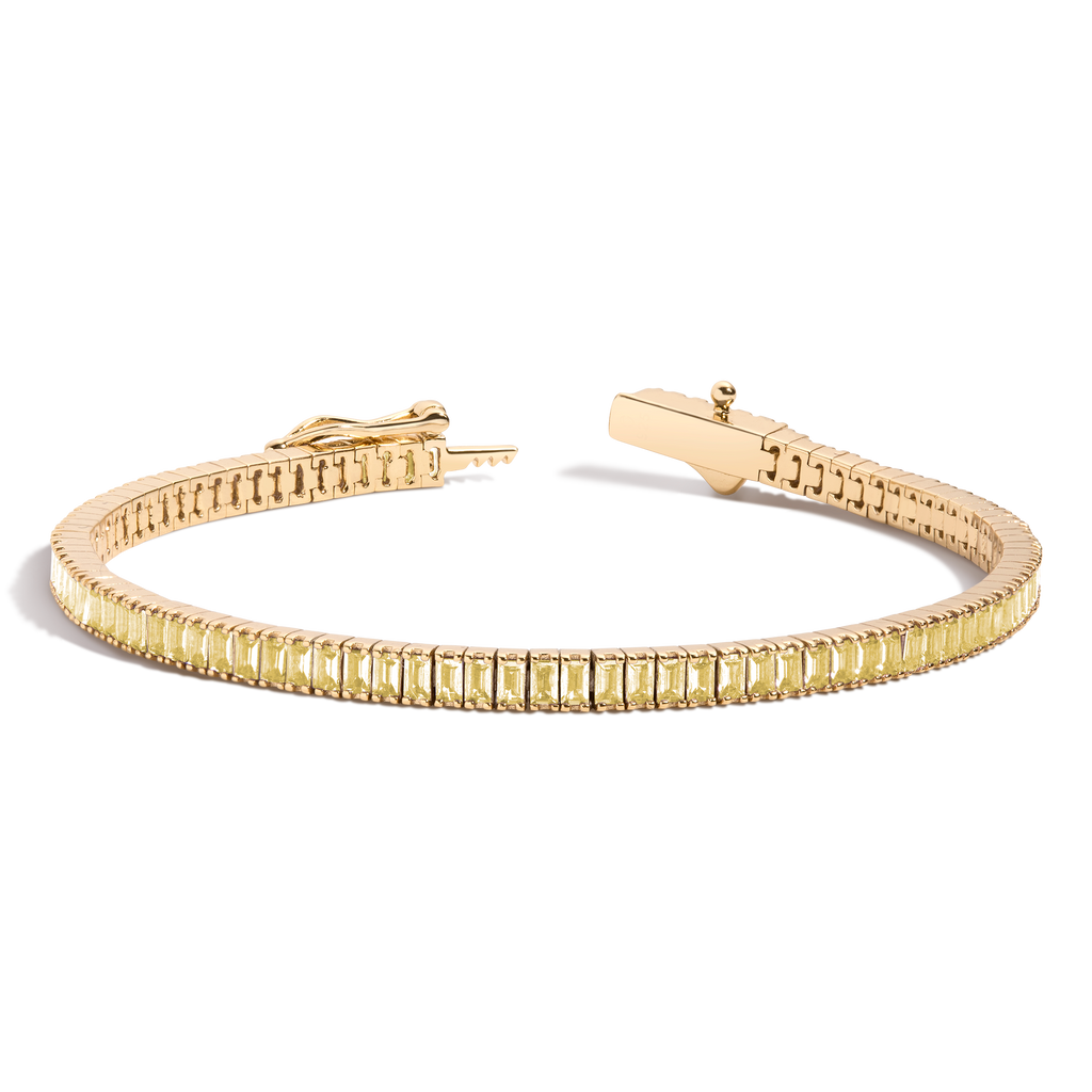 Lab Grown Citrine Baguette Tennis Bracelet