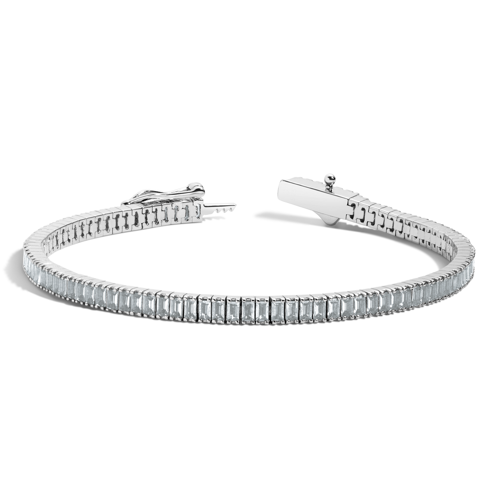 Lab Grown Blue Tourmaline Baguette Tennis Bracelet