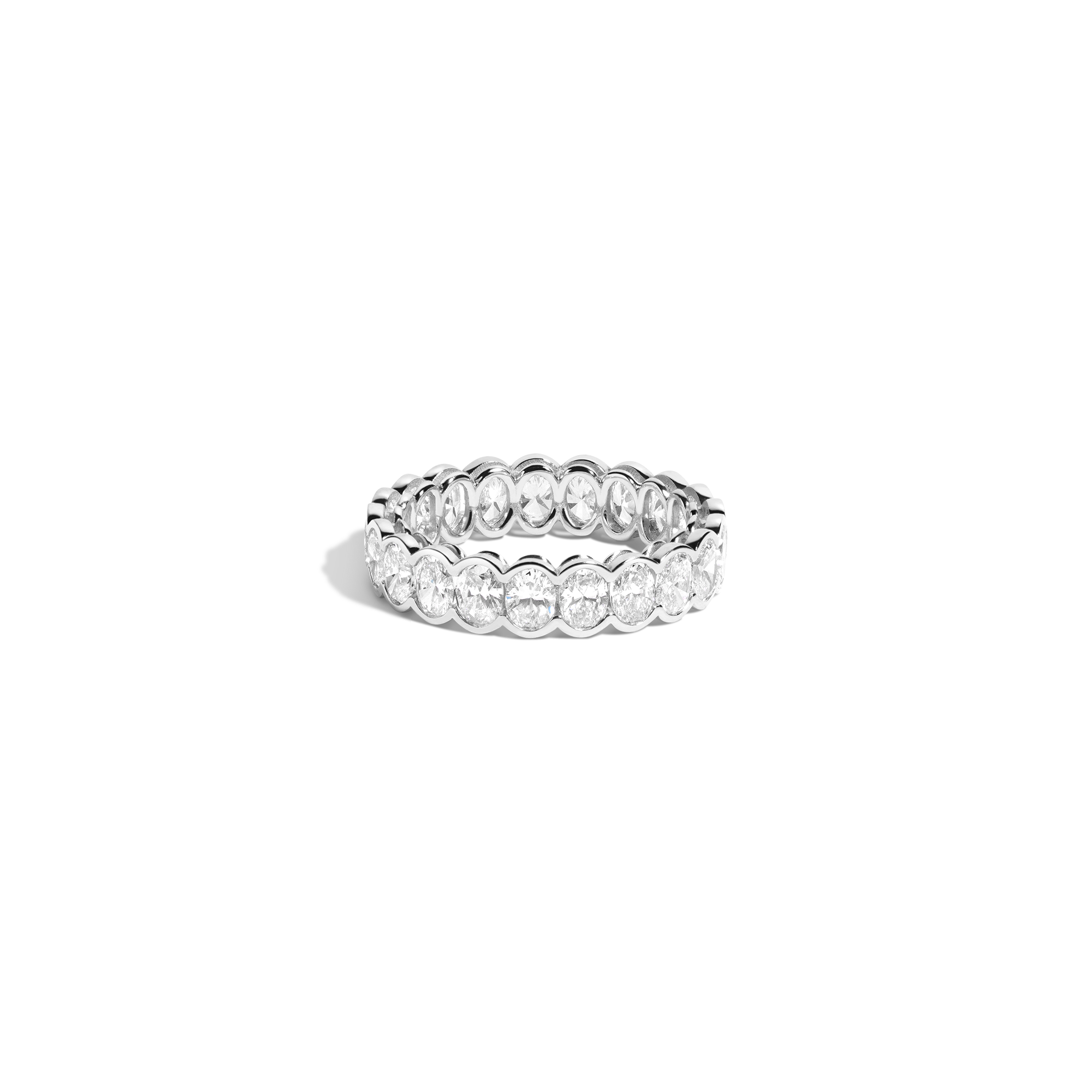 Oval Lab Grown Diamond Semi-Bezel Eternity Ring