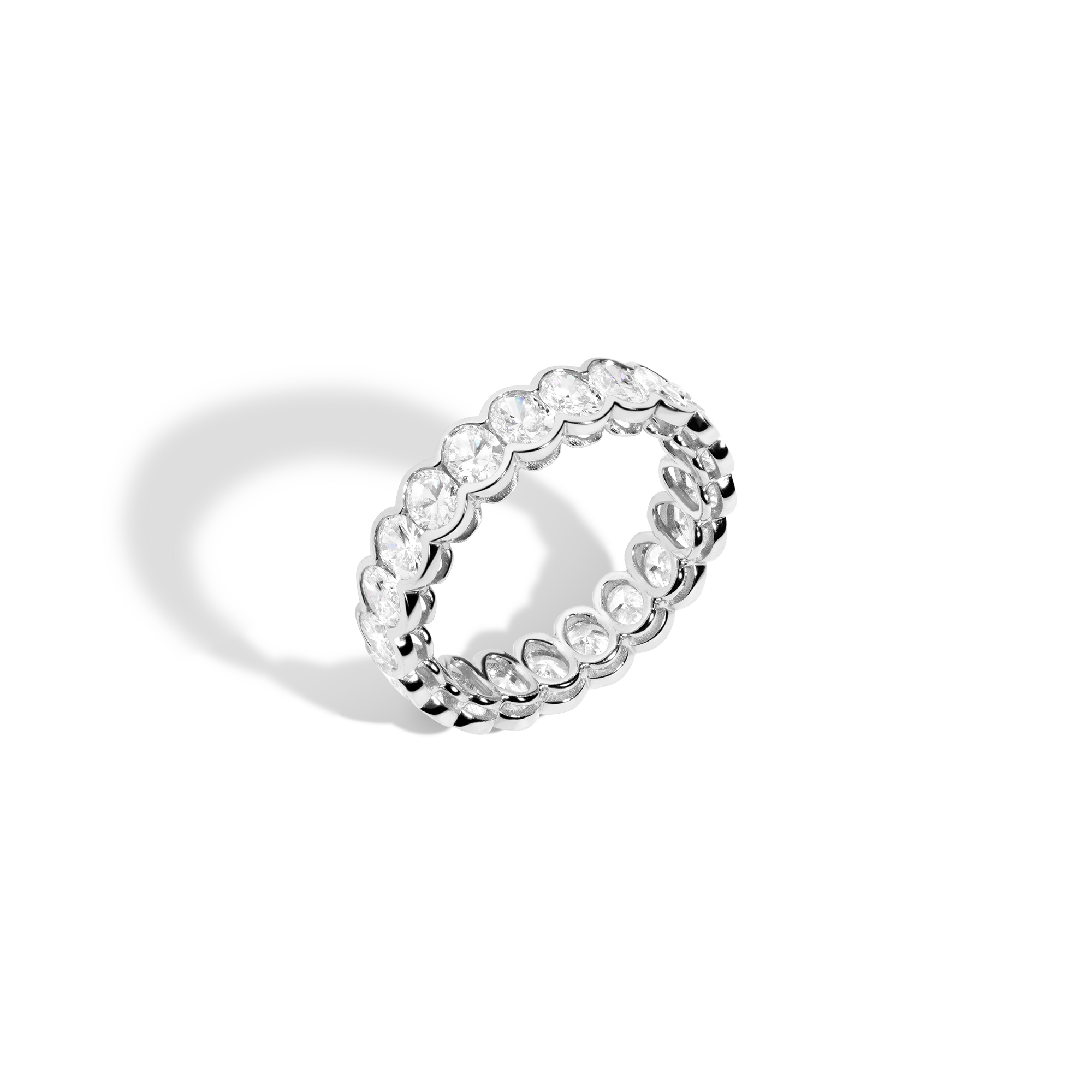 Oval Lab Grown Diamond Semi-Bezel Eternity Ring