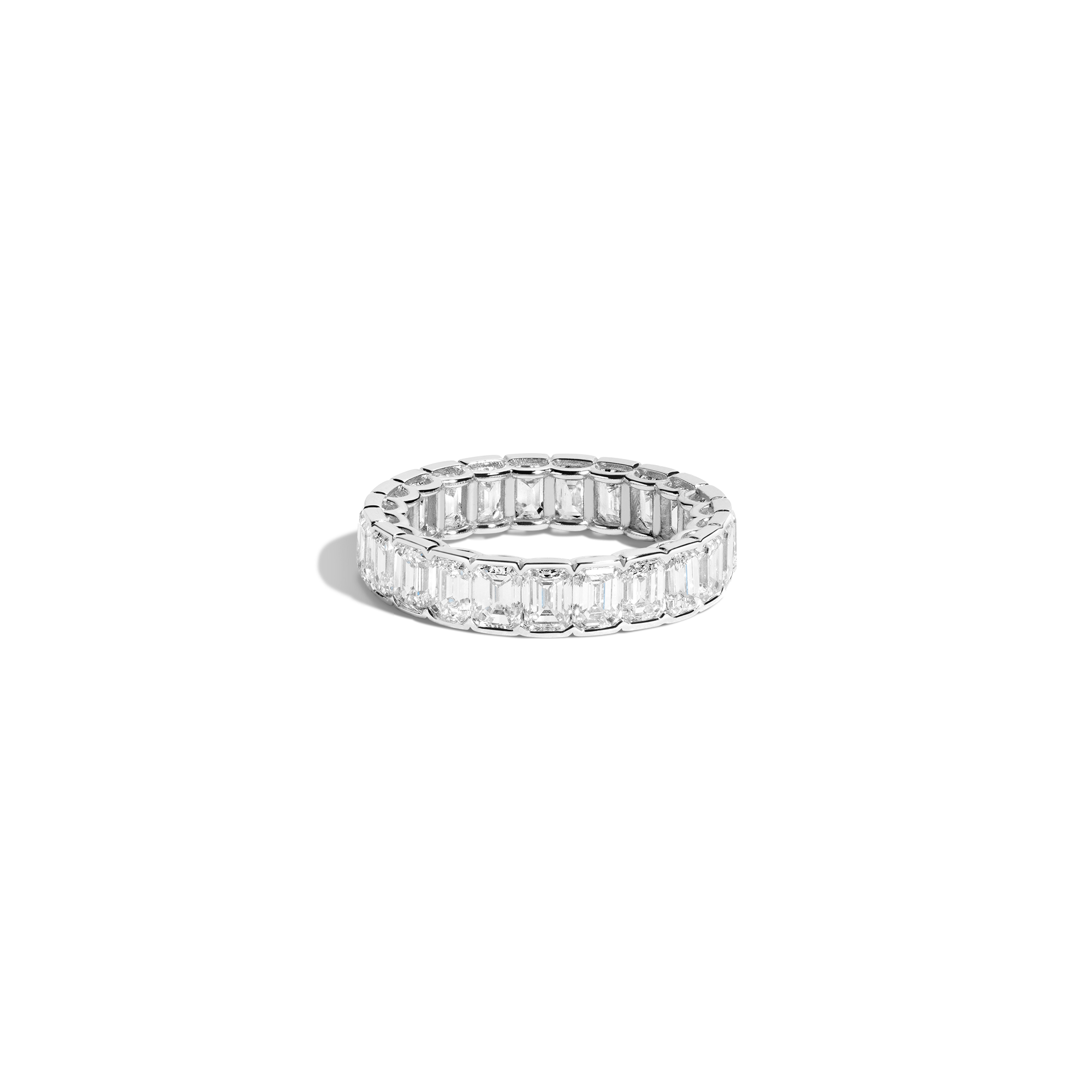 Emerald Lab Grown Diamond Semi-Bezel Eternity Ring
