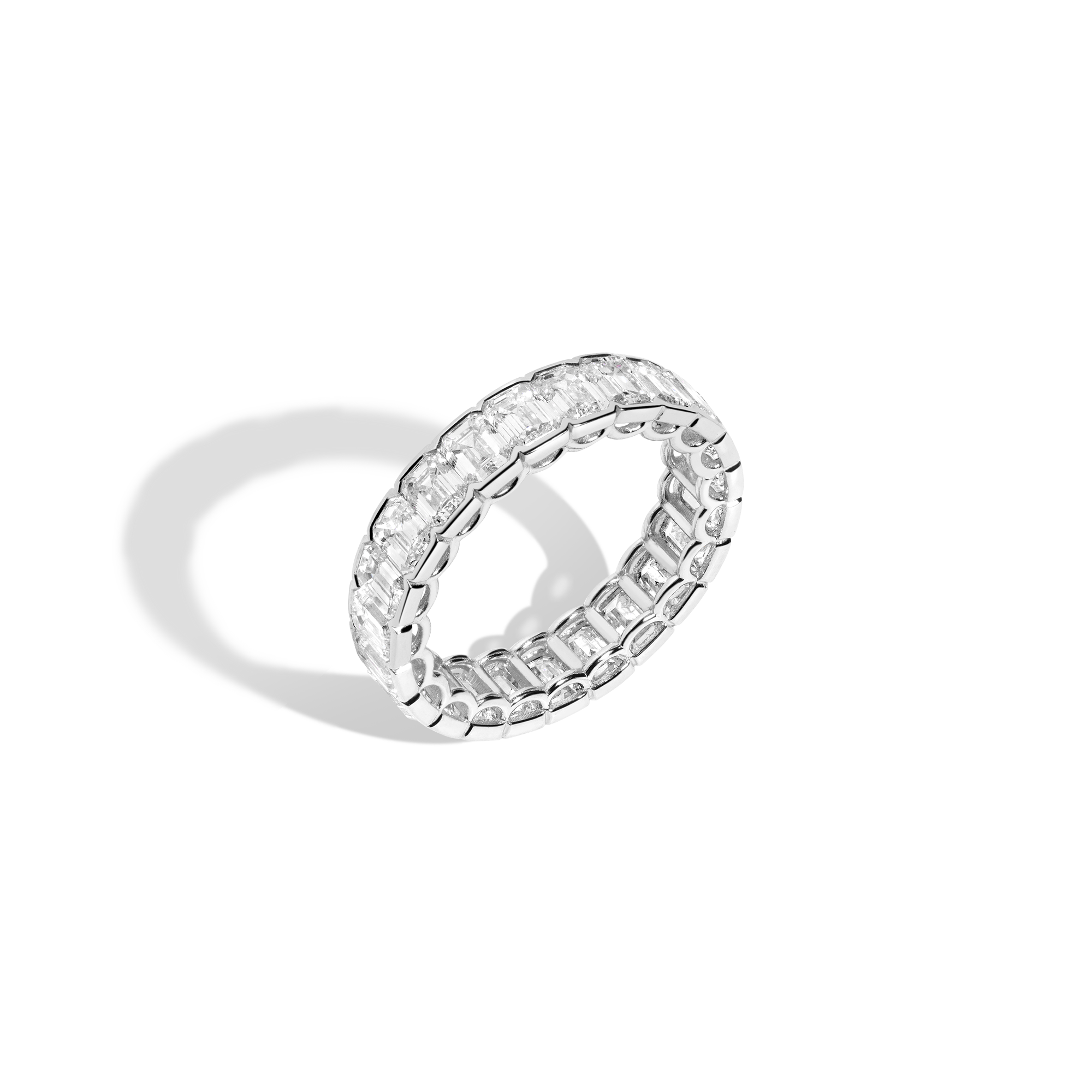 Emerald Lab Grown Diamond Semi-Bezel Eternity Ring