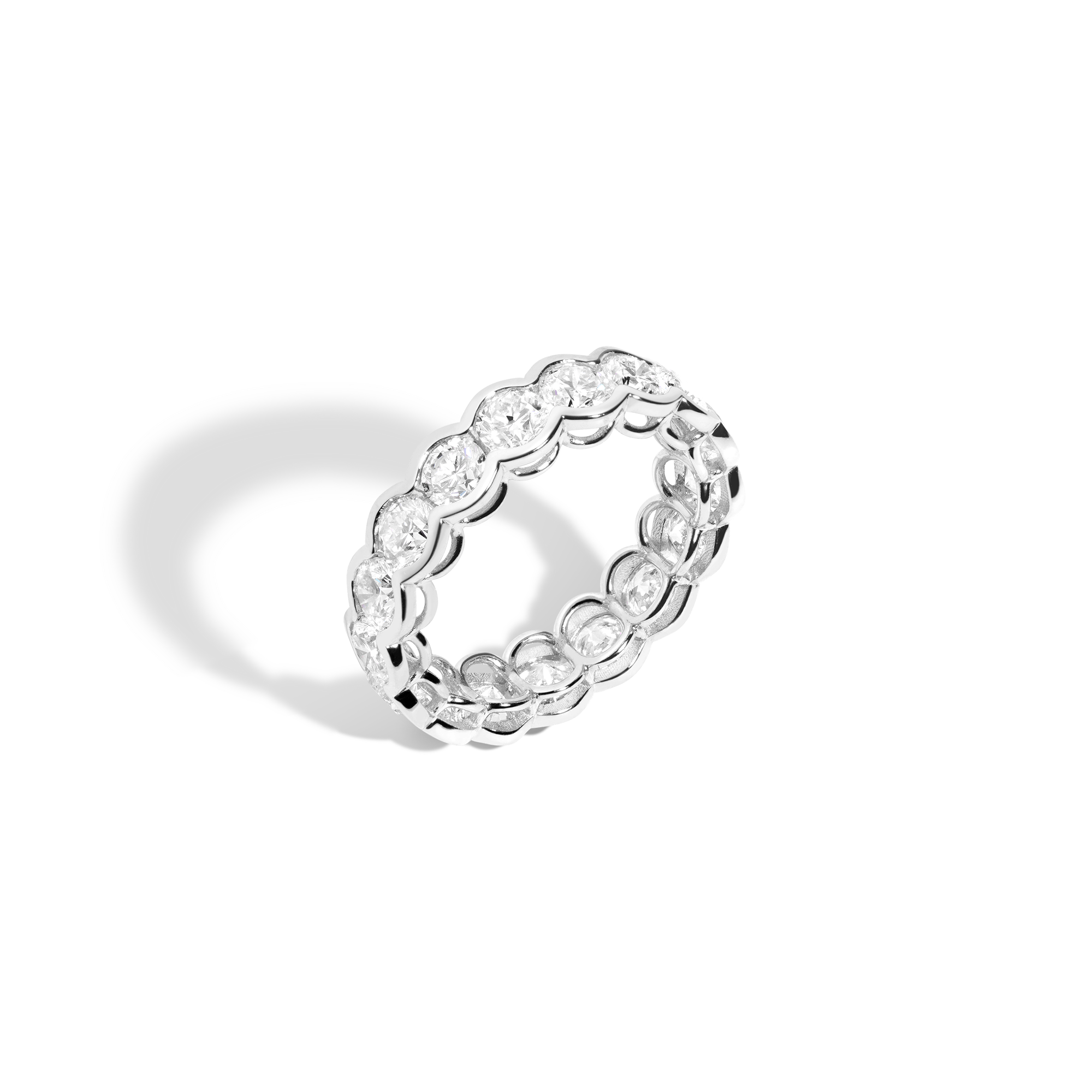 Round Lab Grown Diamond Semi-Bezel Eternity Ring