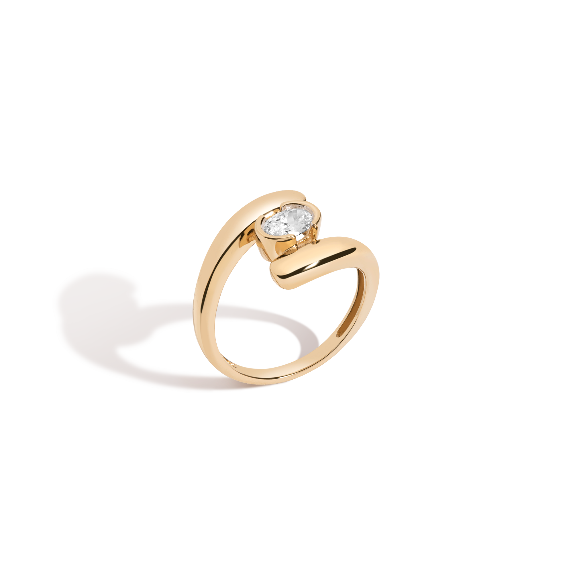 Lab Grown White Sapphire Pear Ellipse Ring