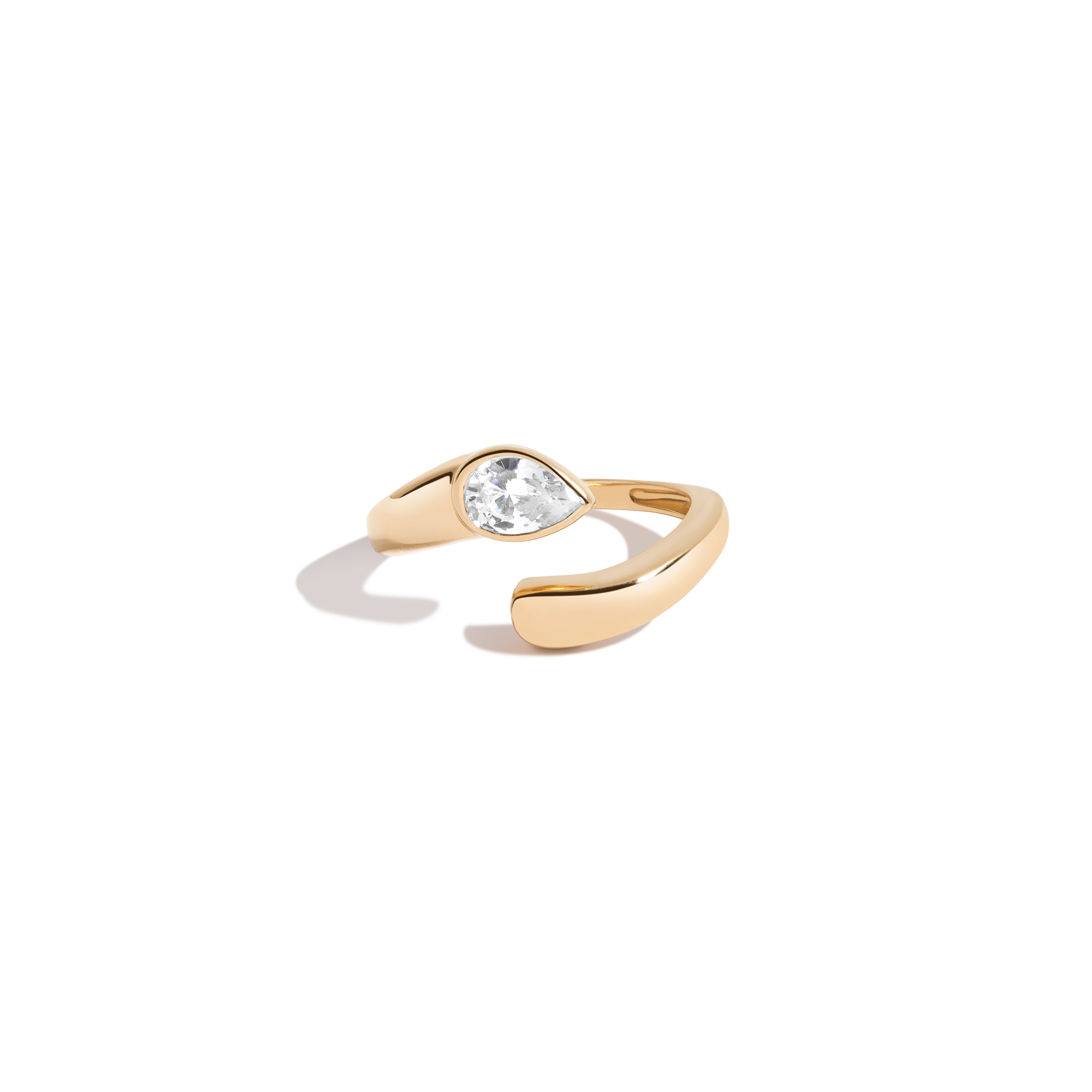 Lab Grown White Sapphire Pear Ellipse Ring