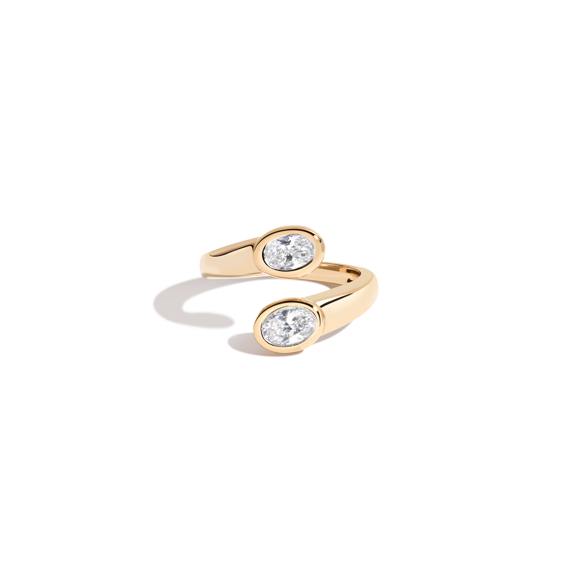 Lab Grown White Sapphire Twin Ellipse Ring