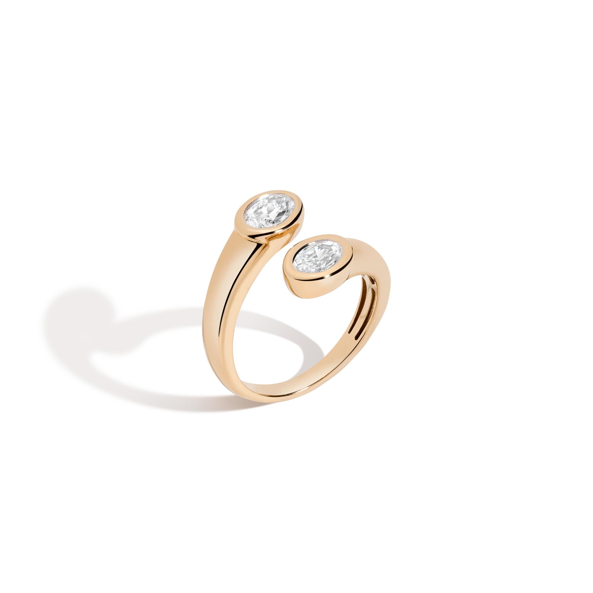 Lab Grown White Sapphire Twin Ellipse Ring