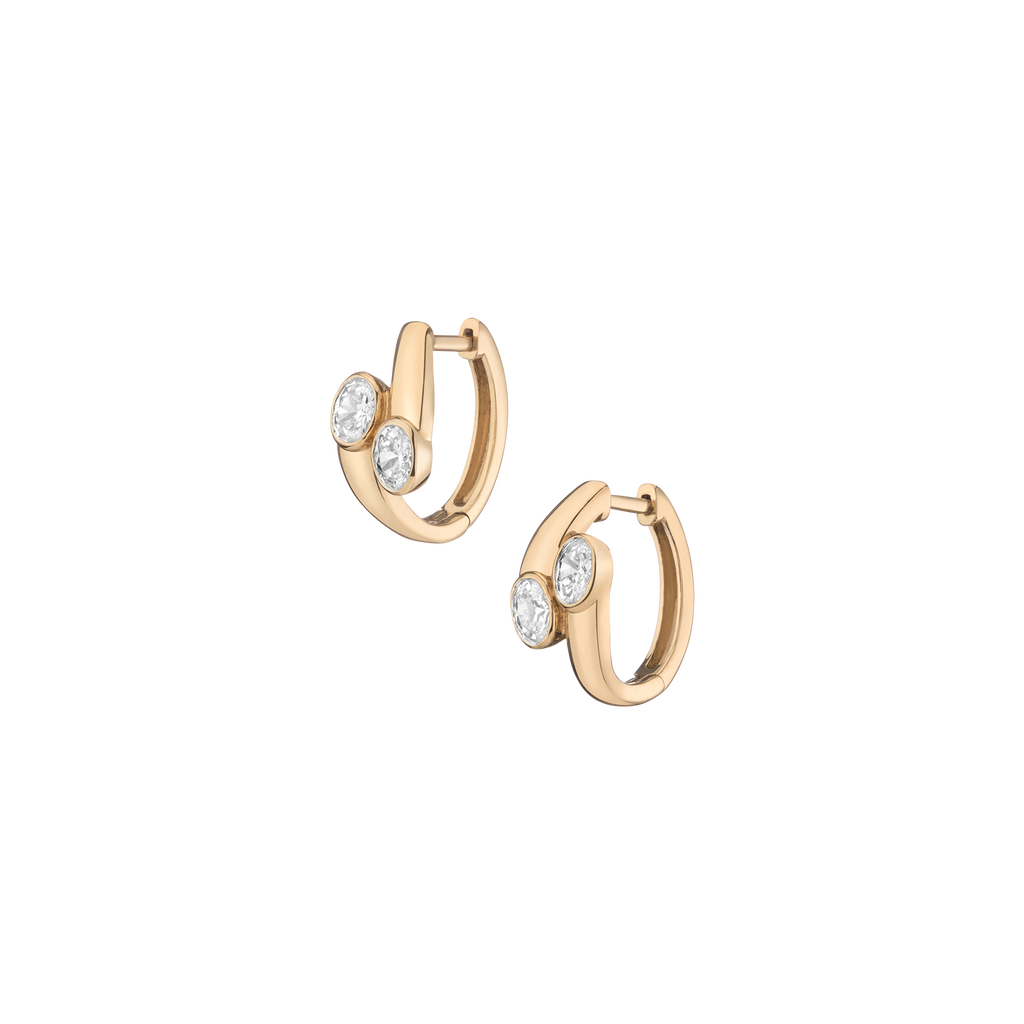 Lab Grown White Sapphire Ellipse Earrings