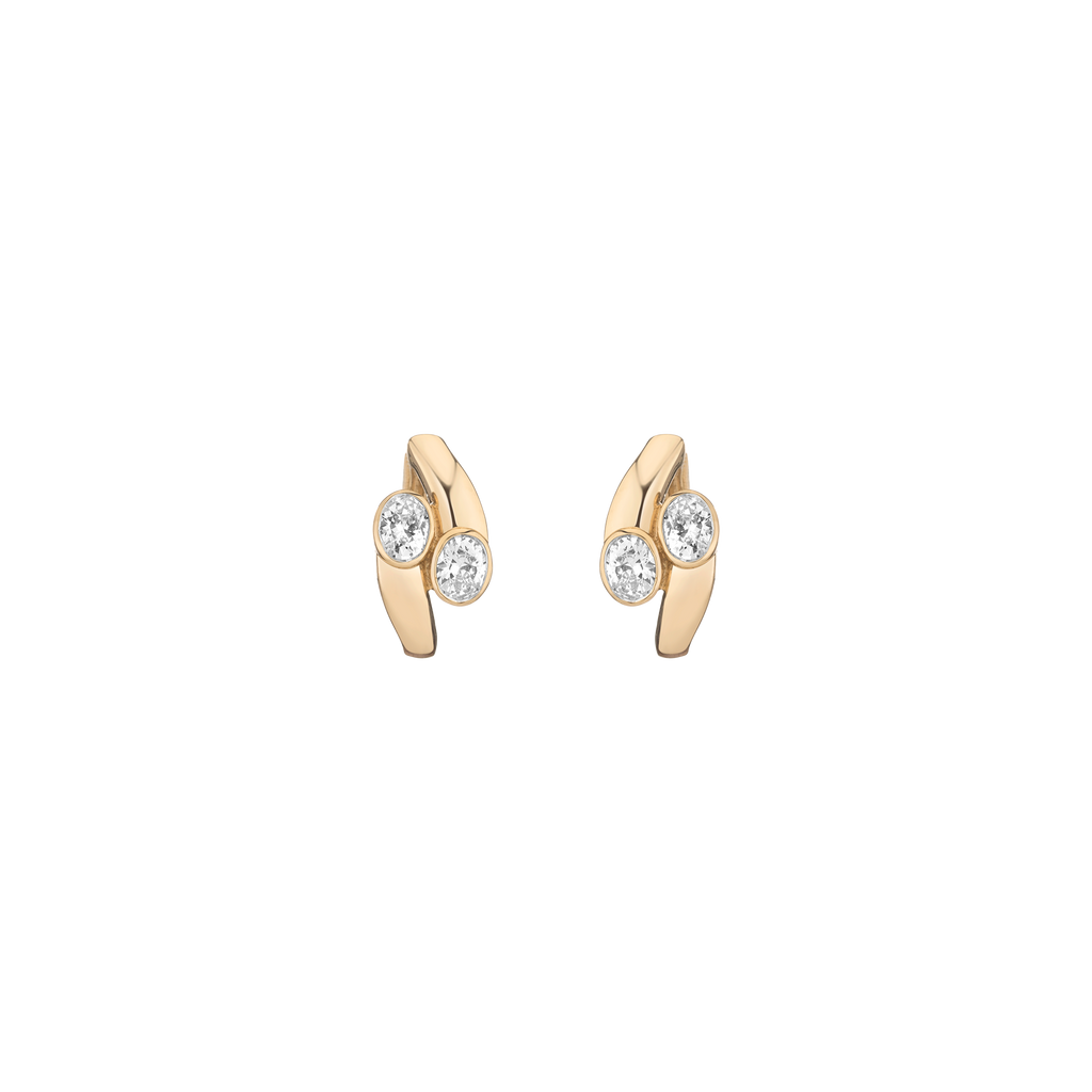 Lab Grown White Sapphire Ellipse Earrings