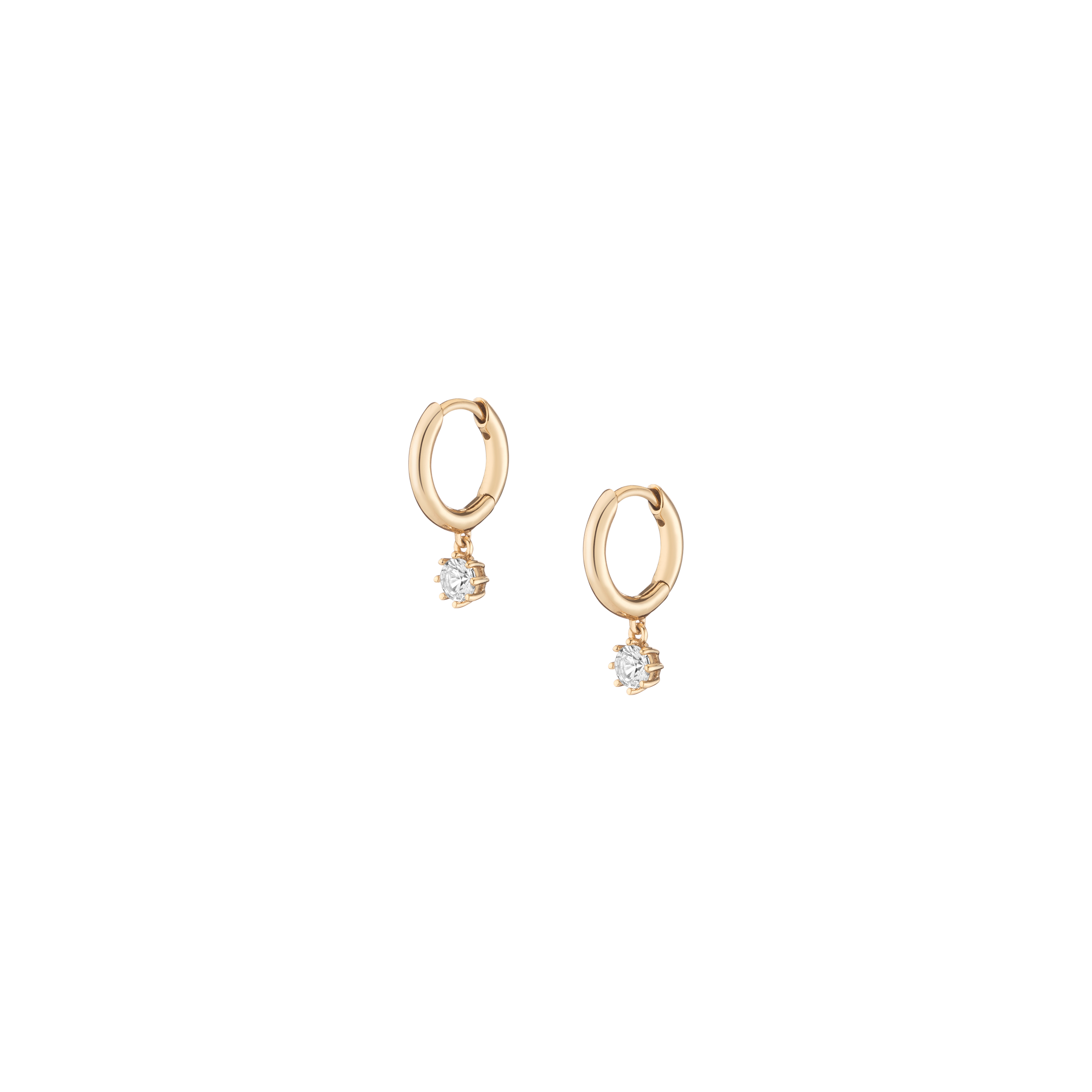 Lab Grown White Sapphire Drop Huggie Earrings