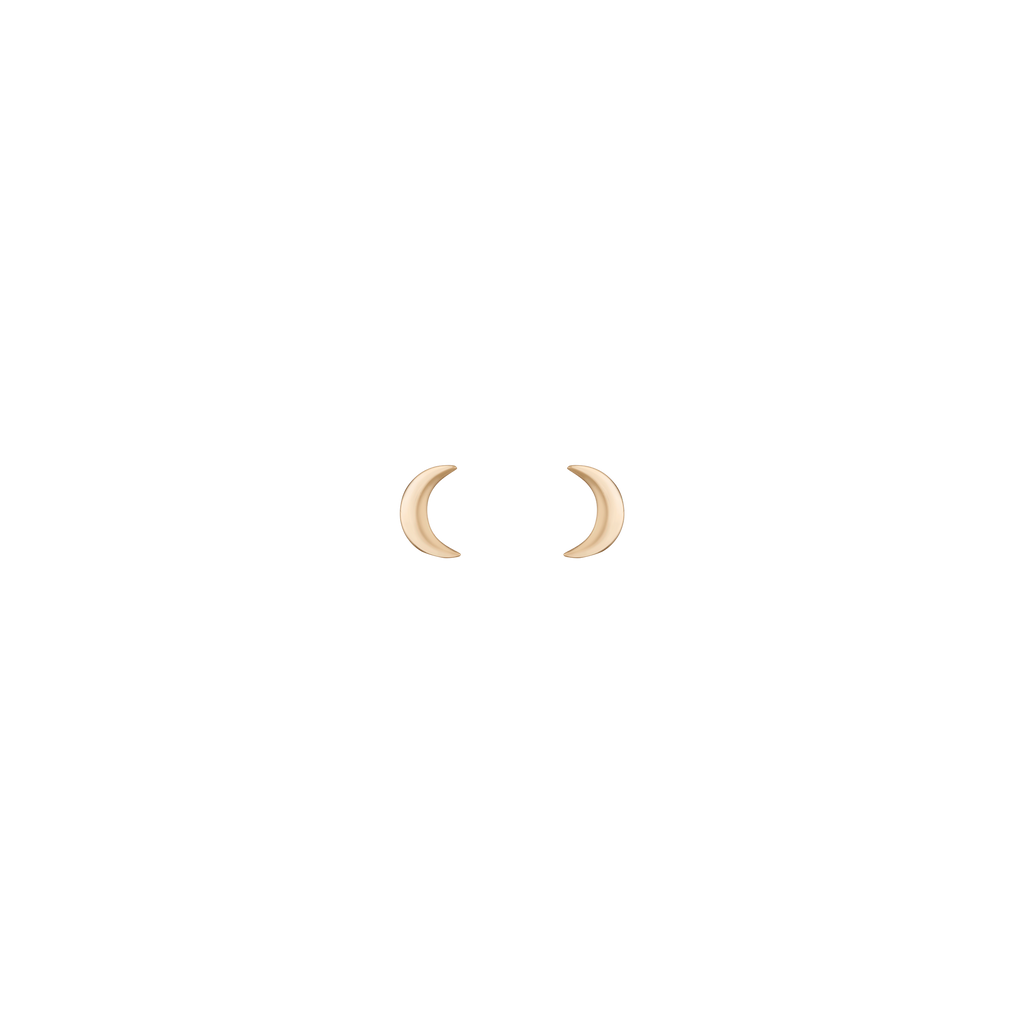 Gold Moon Stud Earrings