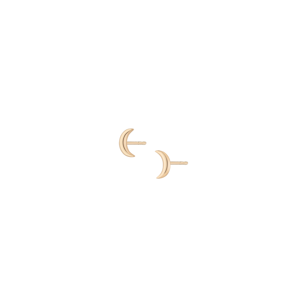 Gold Moon Stud Earrings