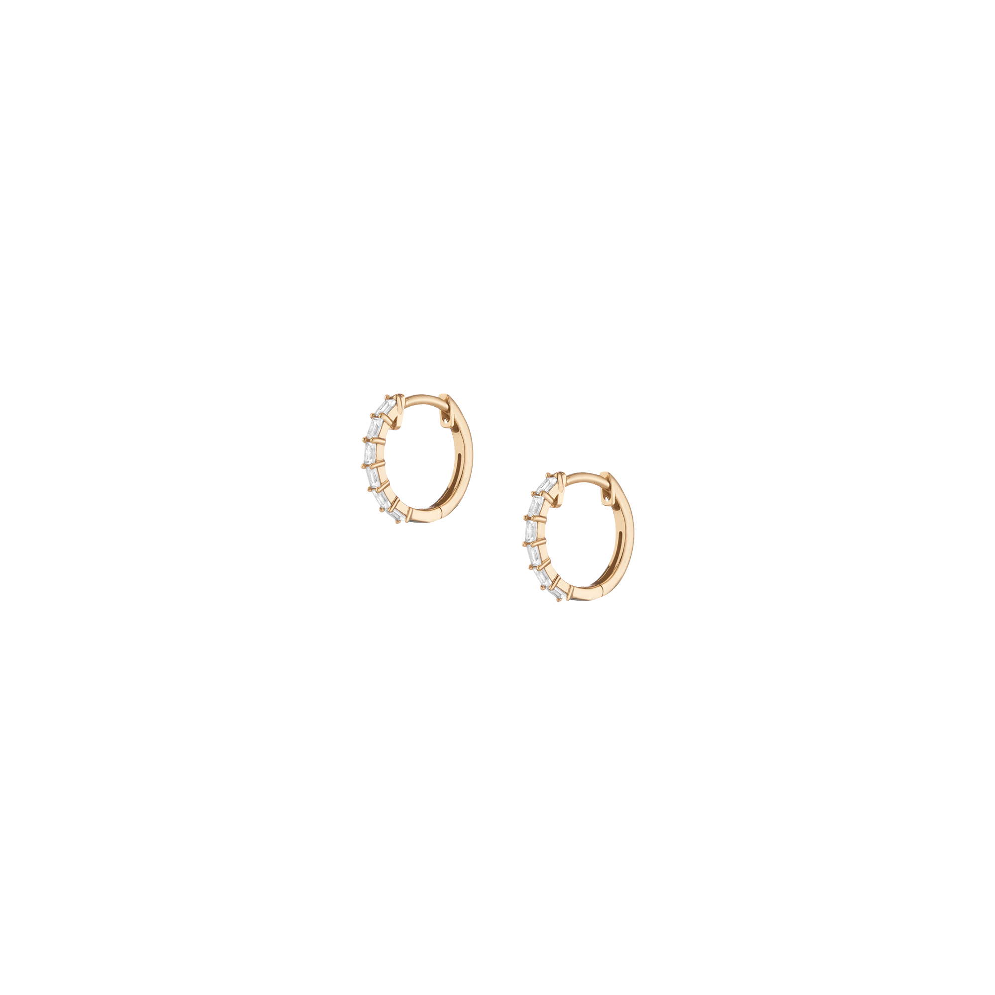Lab Grown White Sapphire Vertical Baguette Huggie Earrings