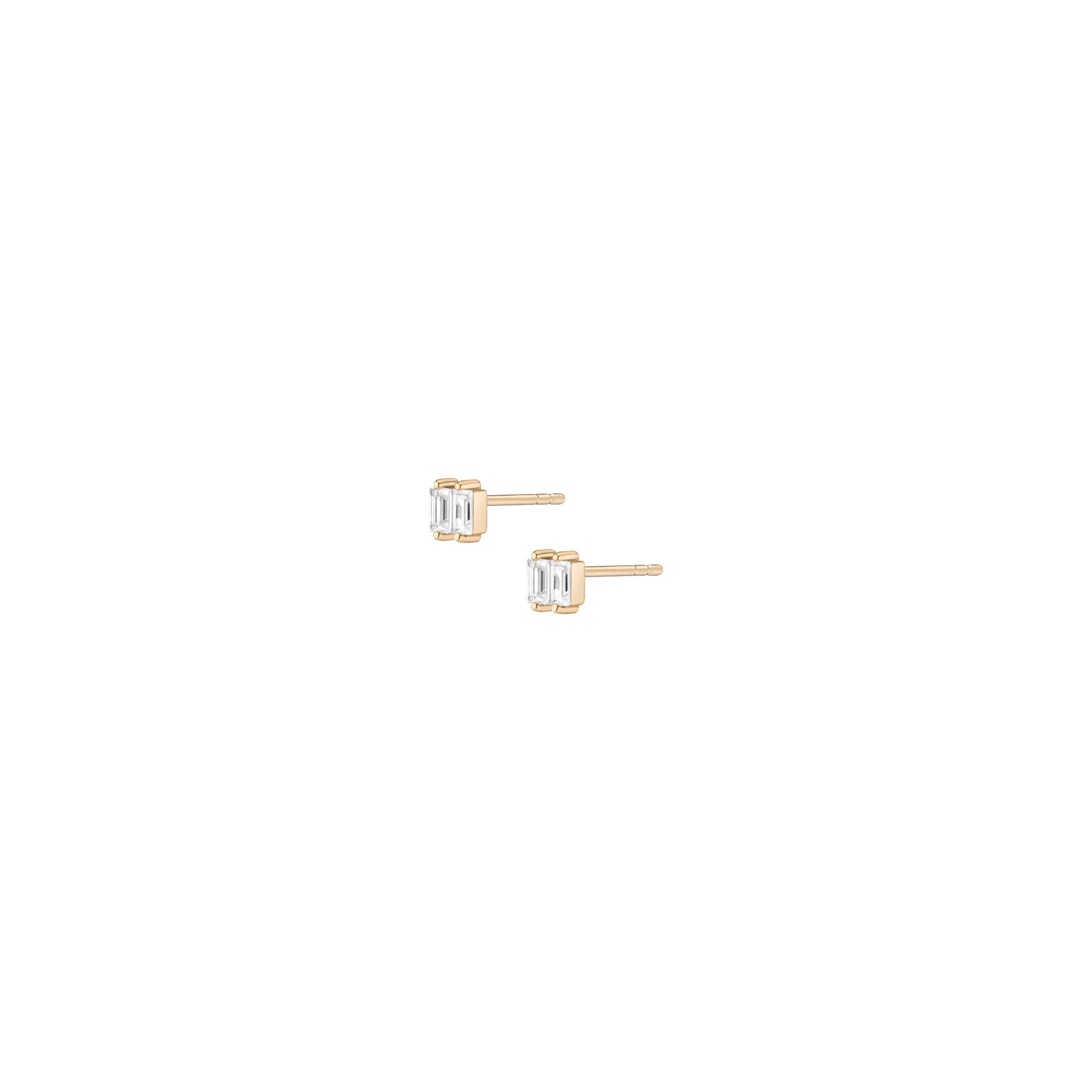 Lab Grown White Sapphire Stacked Baguette Earrings