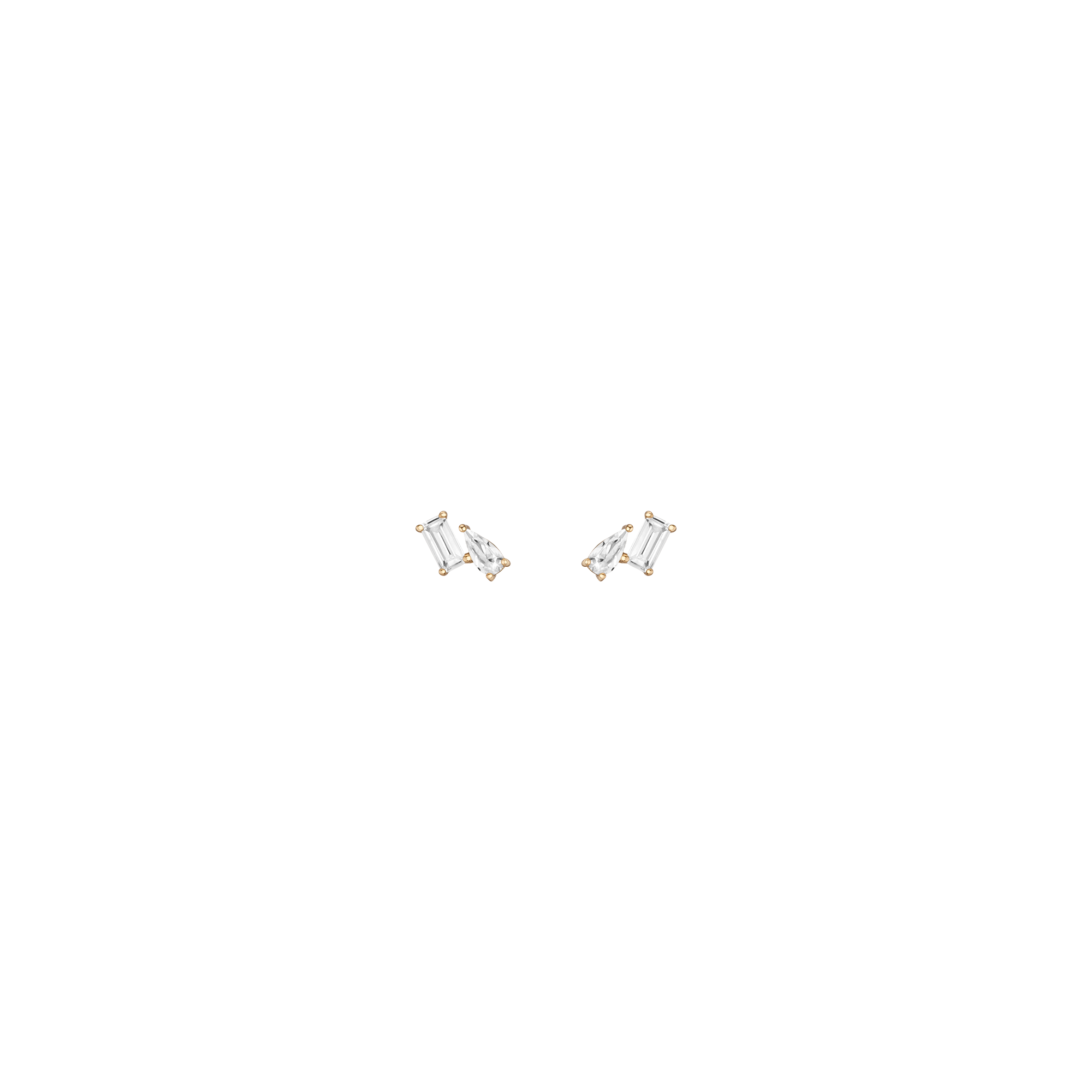 Lab Grown White Sapphire Toi et Moi Stud Earrings - Flatback