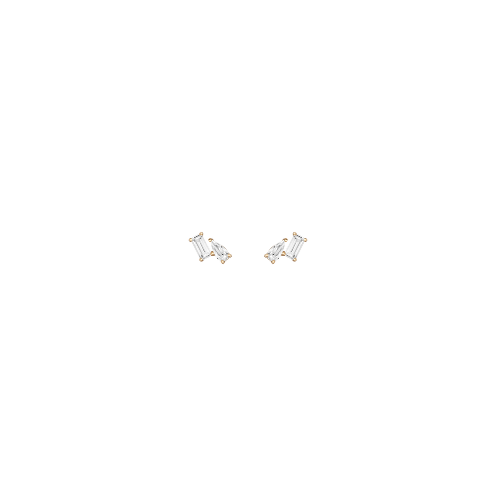 Lab Grown White Sapphire Toi et Moi Stud Earrings