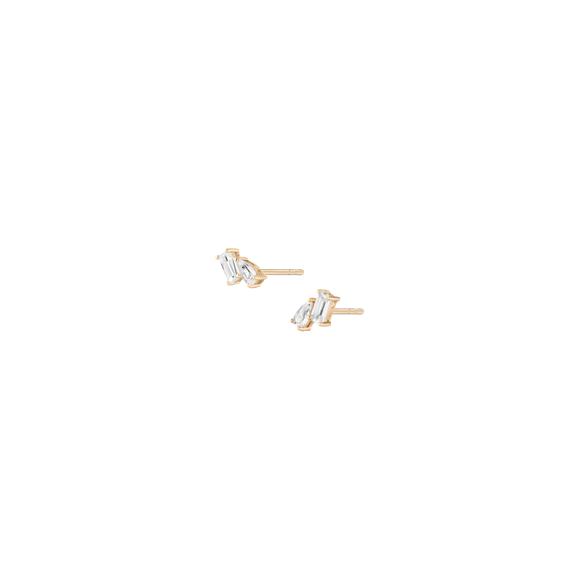 Lab Grown White Sapphire Toi et Moi Stud Earrings