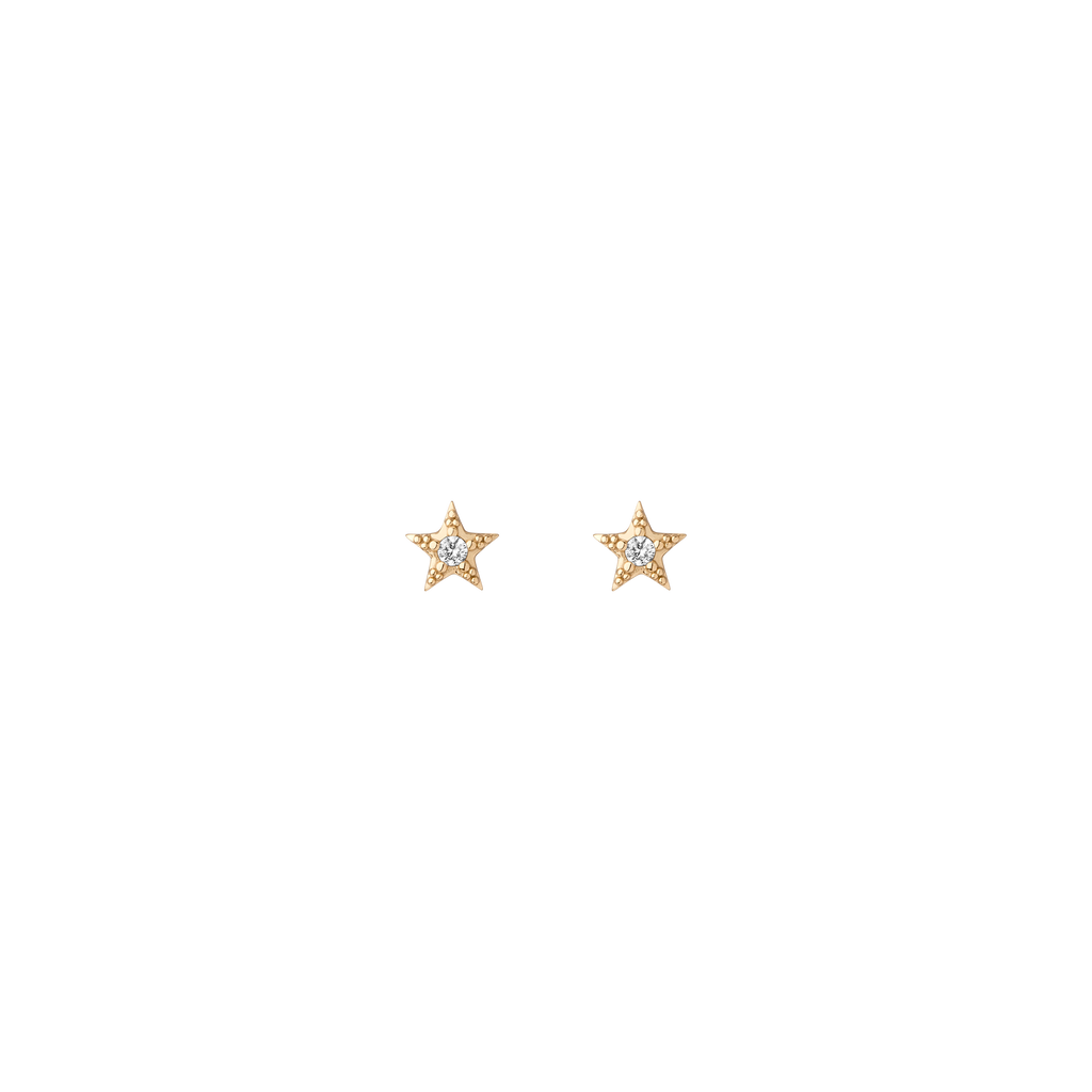 Lab Grown White Sapphire Star Stud Earrings