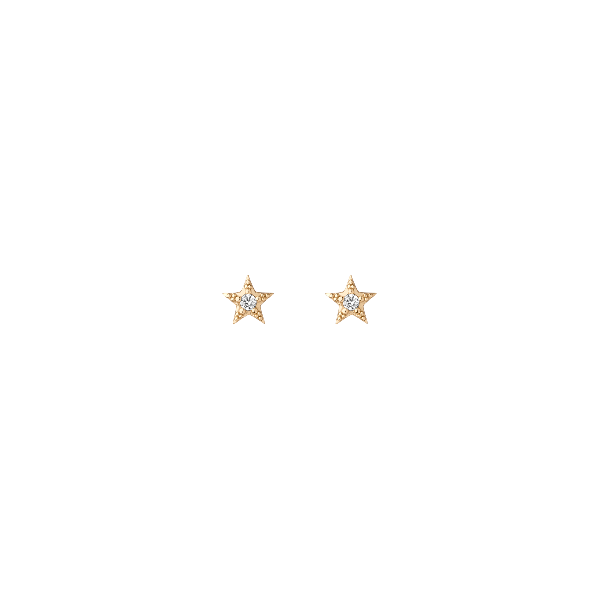 Lab Grown White Sapphire Star Stud Earrings - Flatback