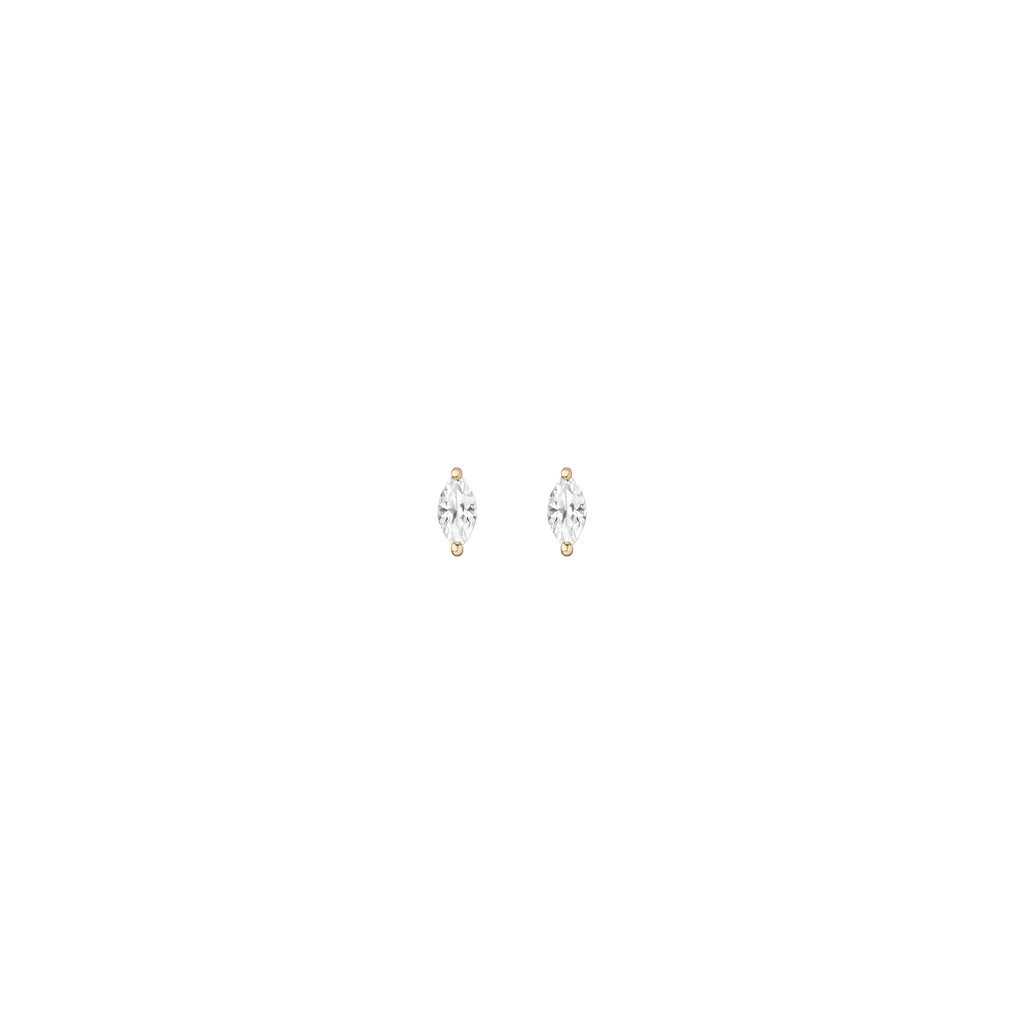 Lab Grown White Sapphire Marquise Stud Earrings