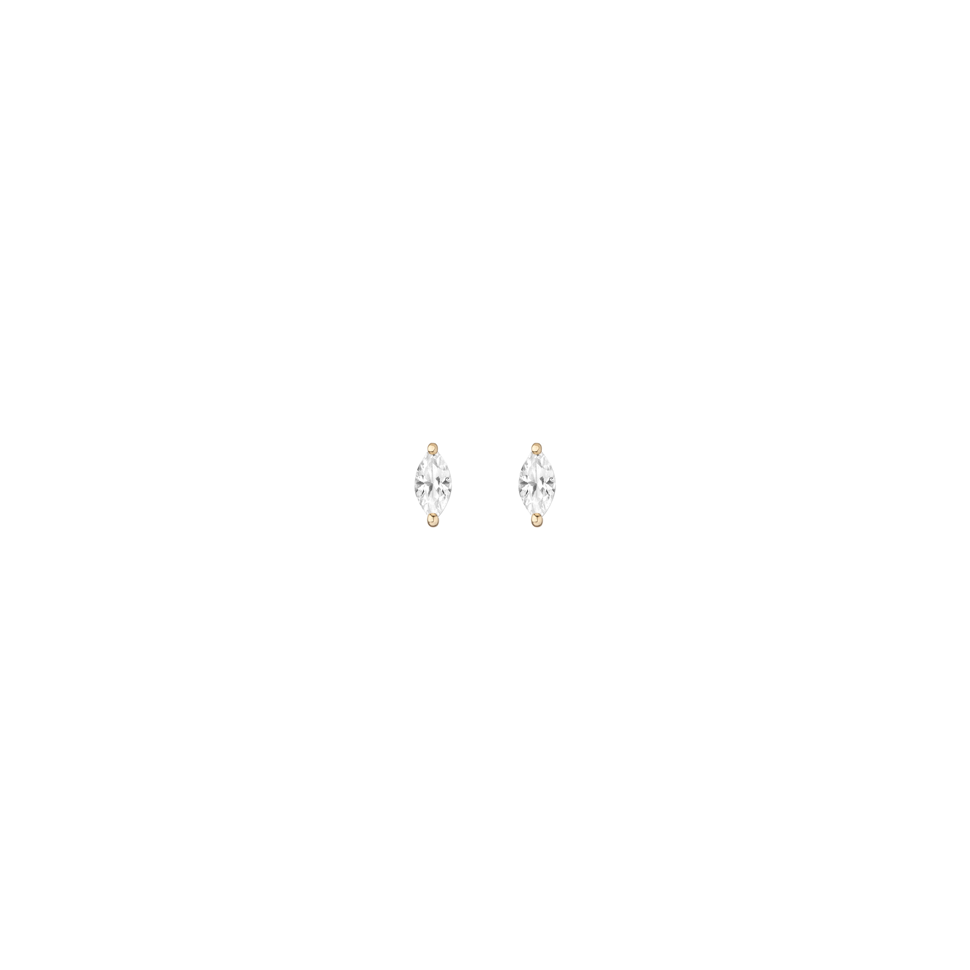 Lab Grown White Sapphire Marquise Stud Earrings -  Flatback