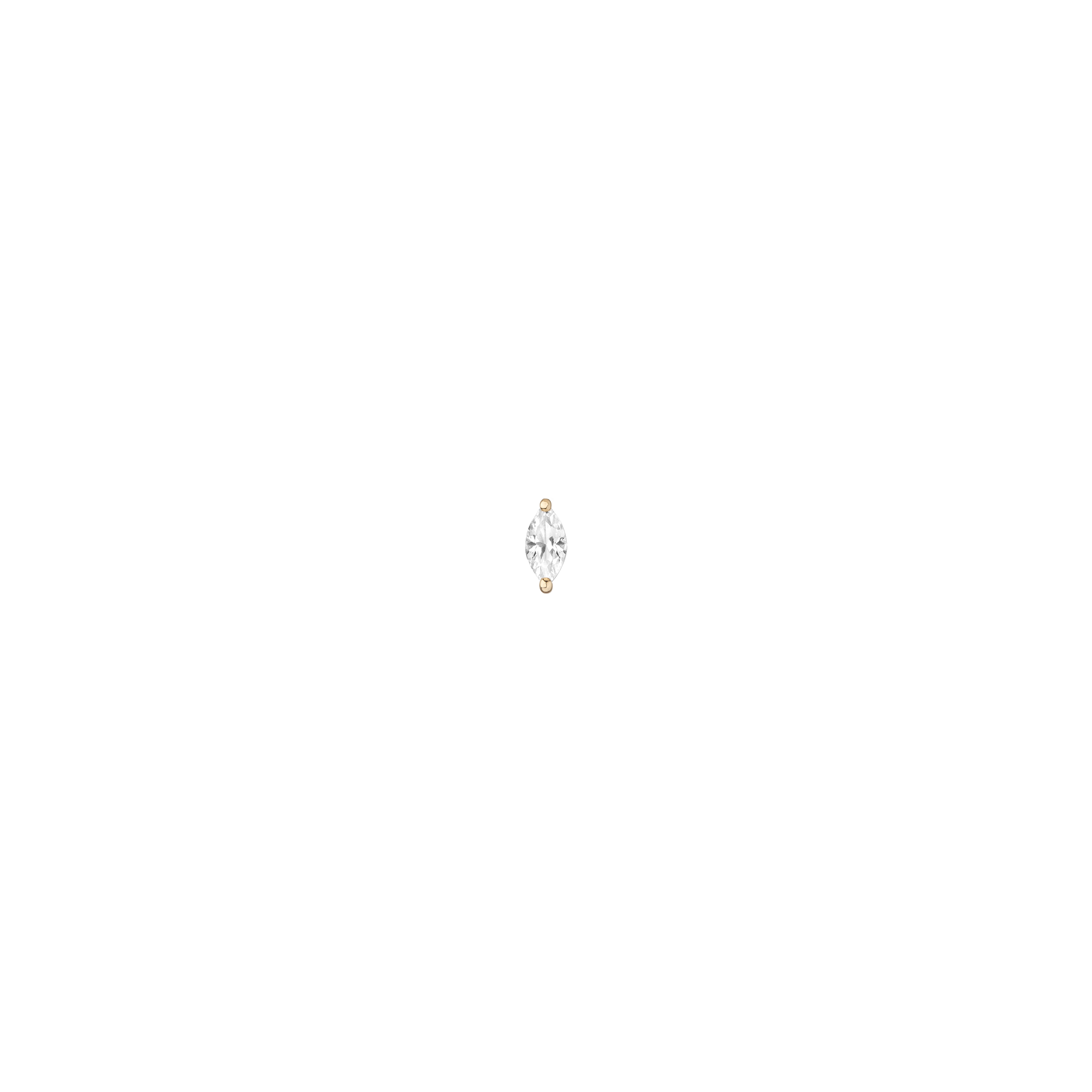 Lab Grown White Sapphire Marquise Stud Earrings -  Flatback