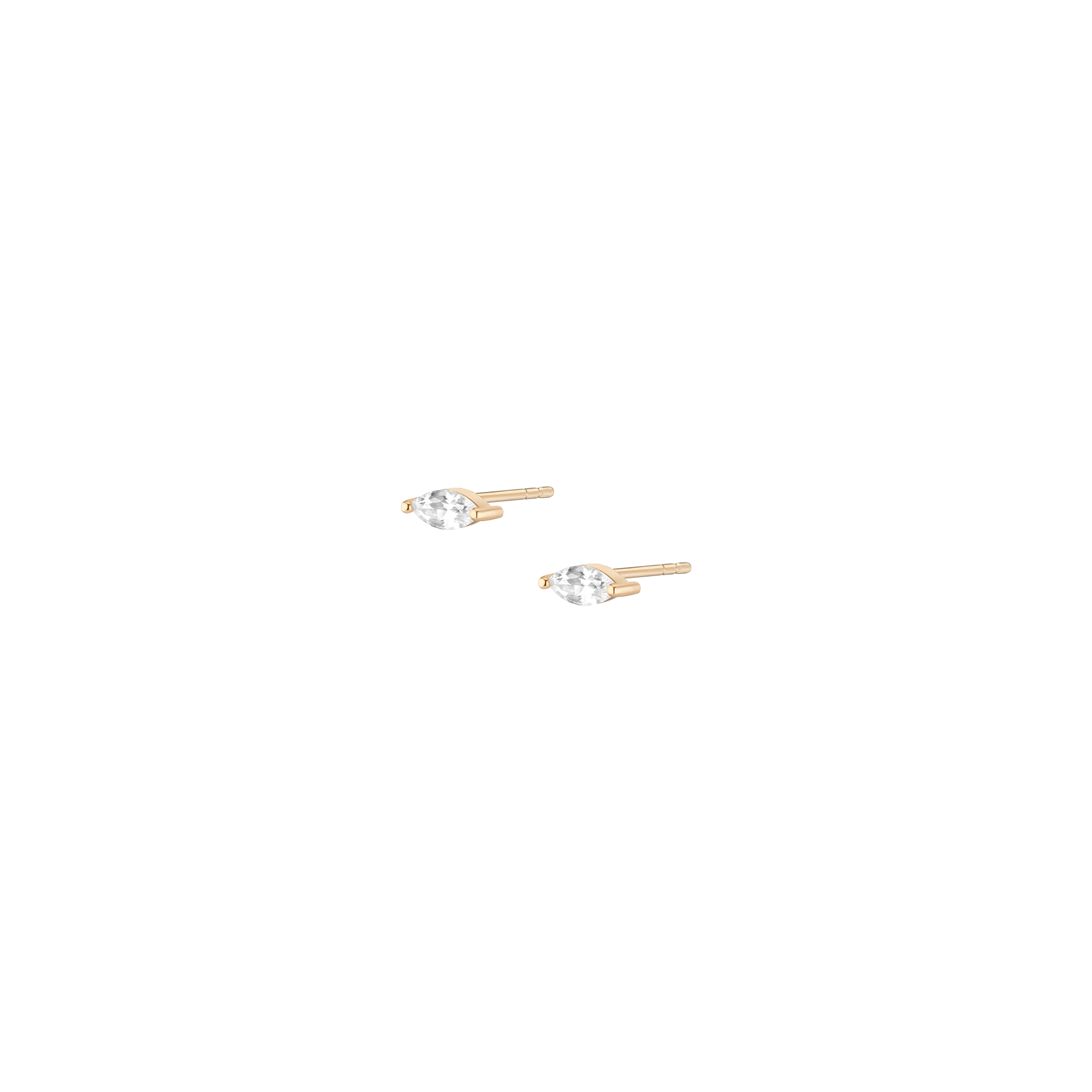 Lab Grown White Sapphire Marquise Stud Earrings