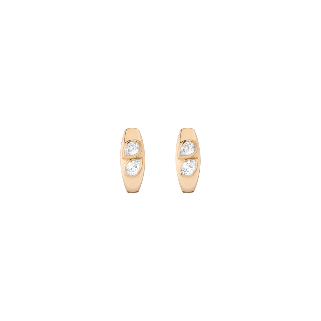 Chunky Double Lab Grown Diamond Pear Huggie Earrings