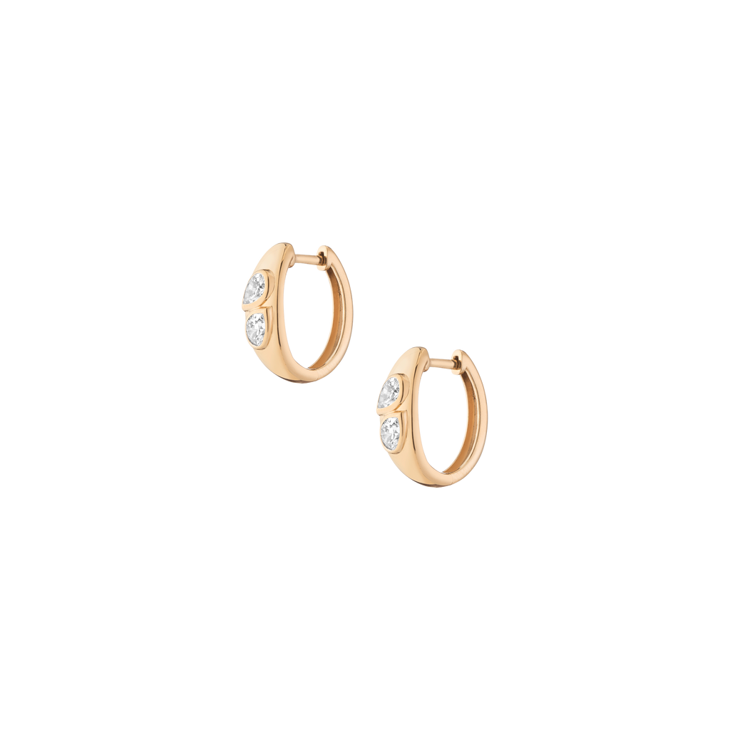 Chunky Double Lab Grown Diamond Pear Huggie Earrings