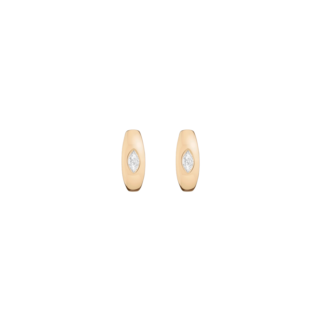 Chunky Lab Grown Diamond Marquise Huggie Earrings