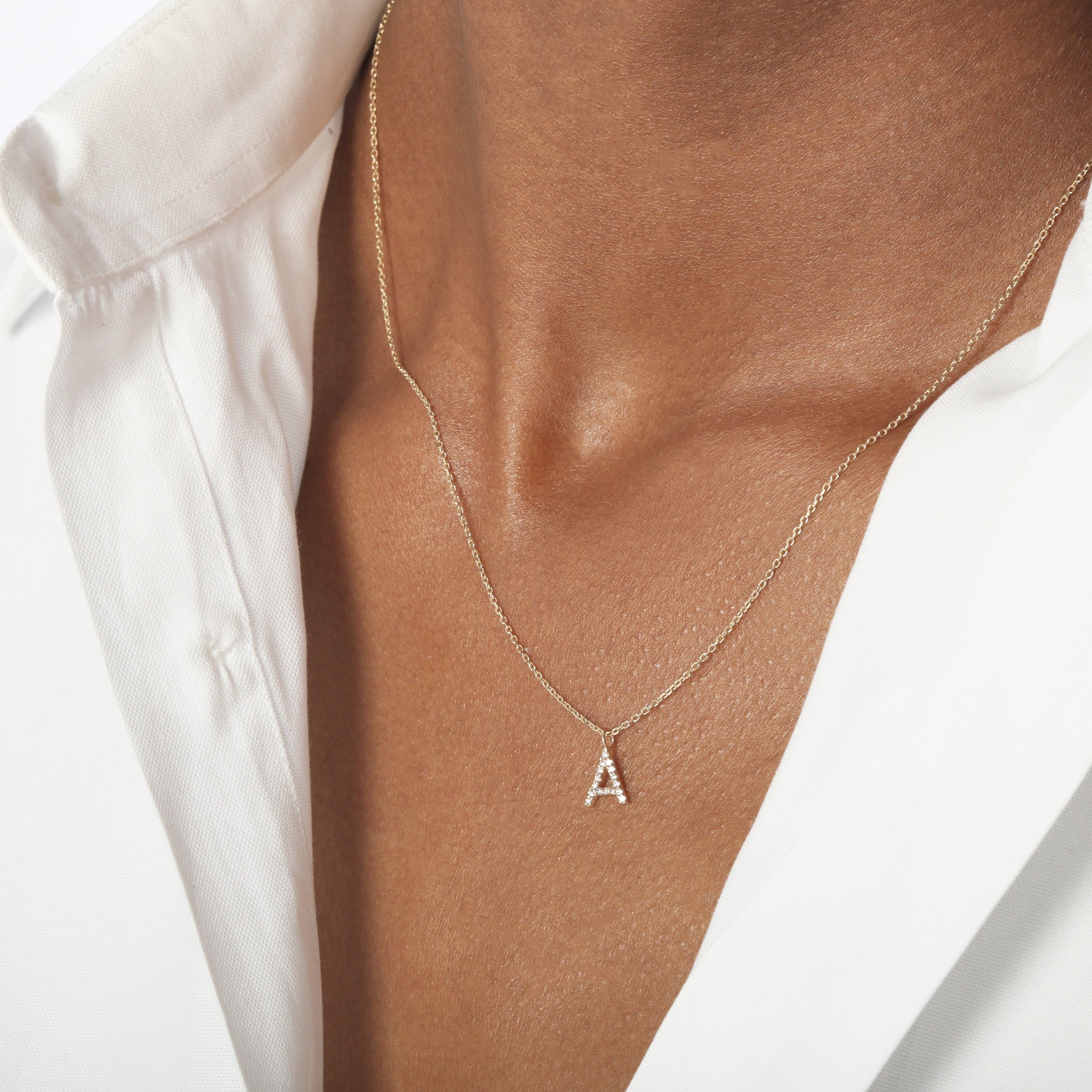 Classic Diamond Letter Necklace