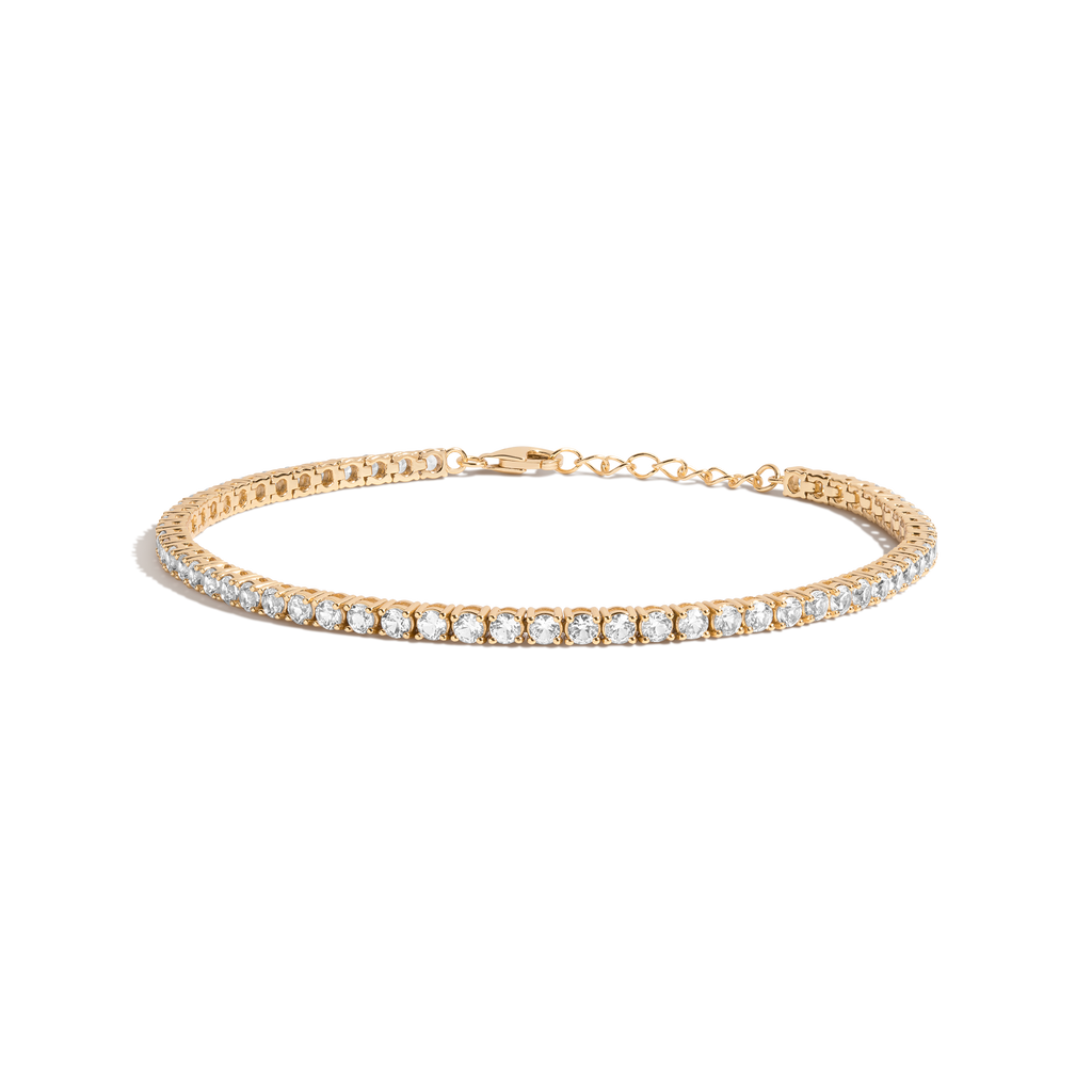 Lab Grown White Sapphire Tennis Anklet