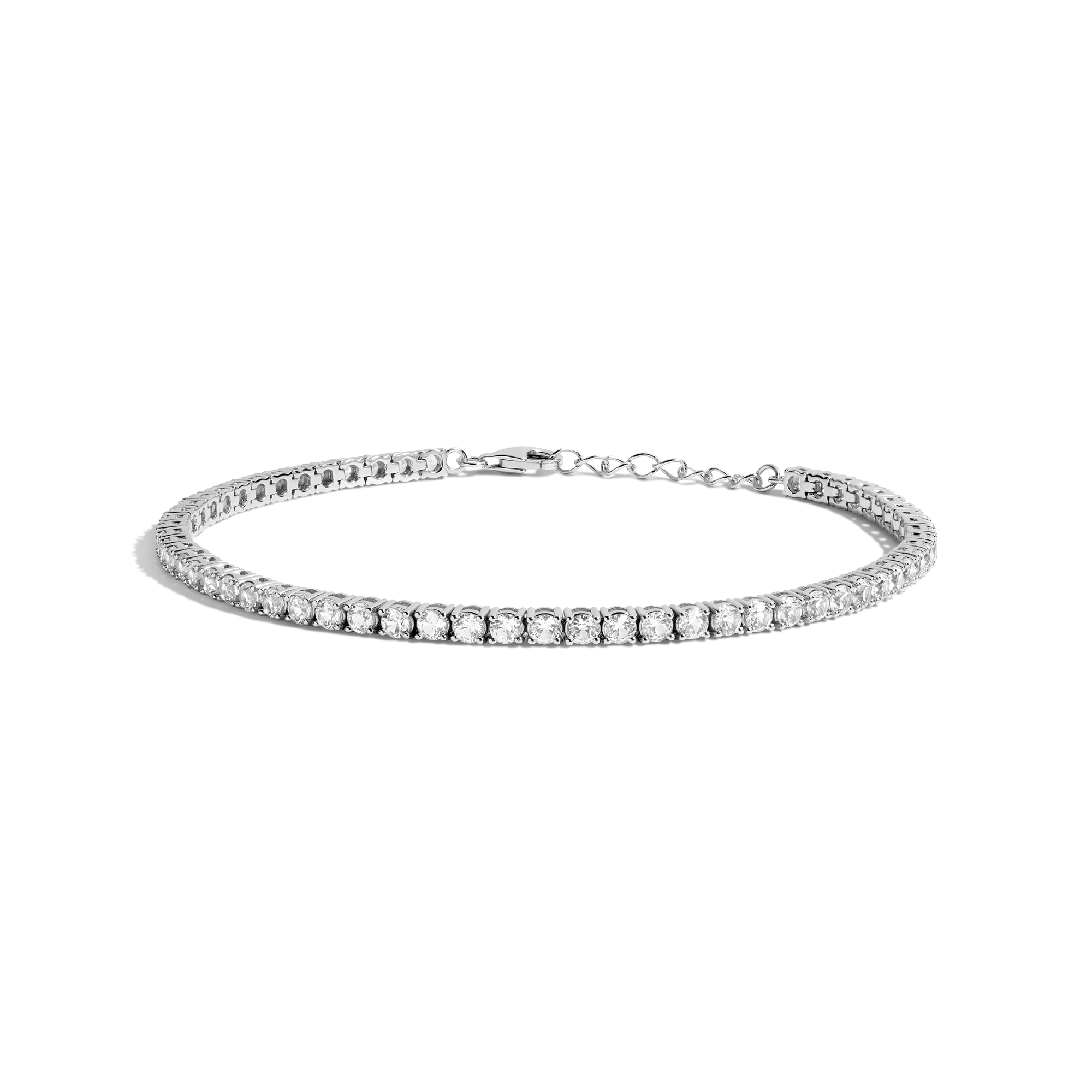 Lab Grown White Sapphire Tennis Anklet