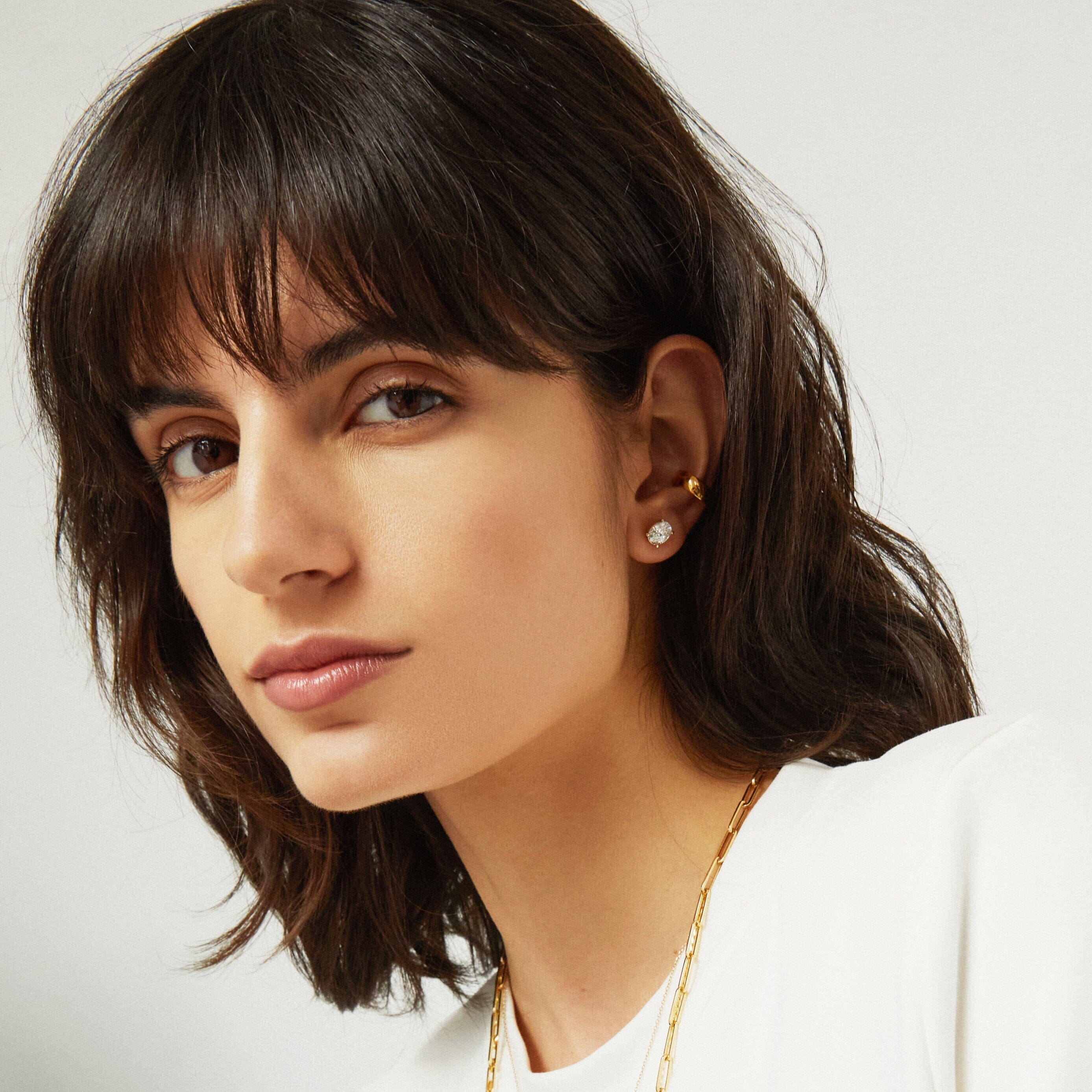 Oval Gemstone Solitaire Stud Earrings