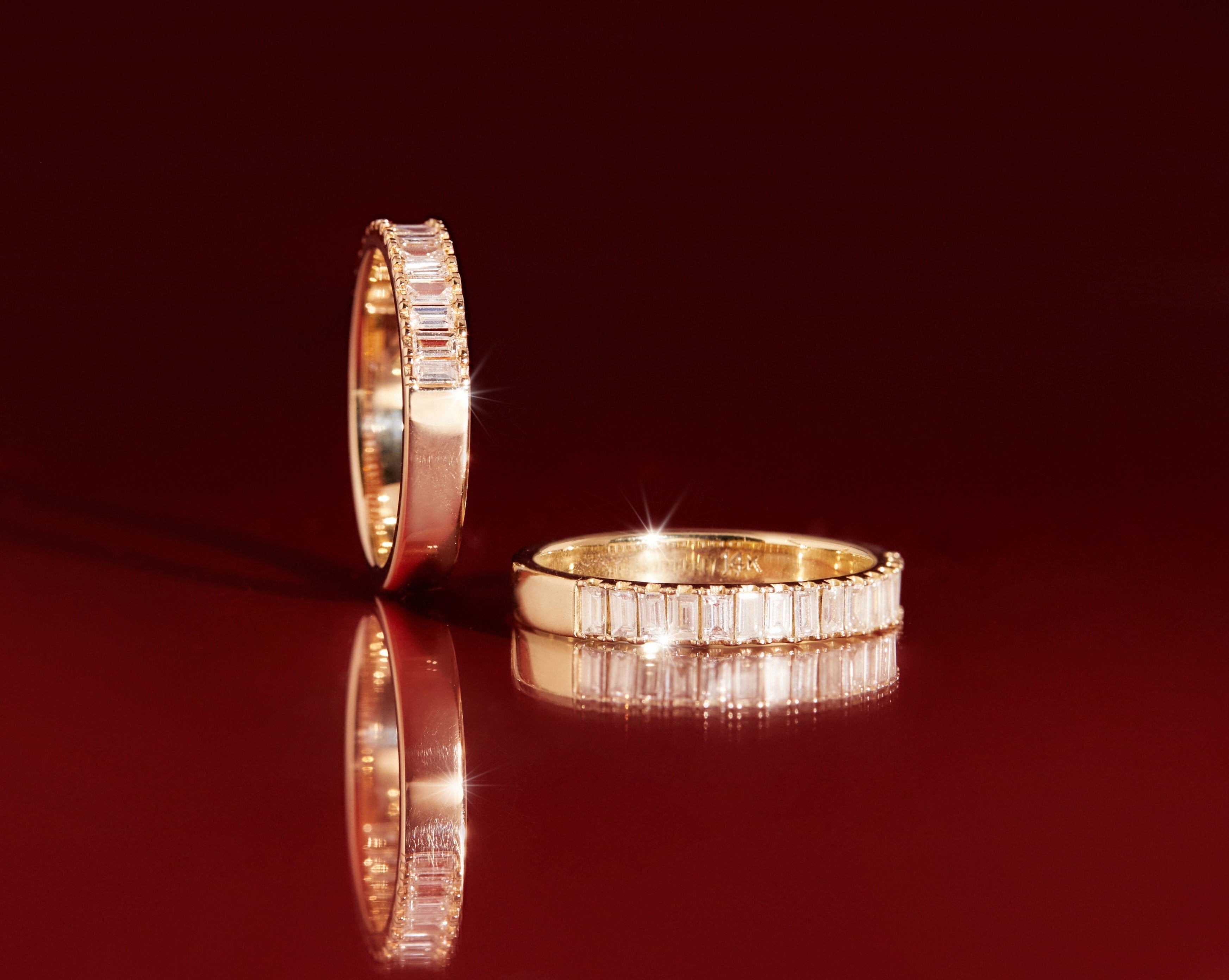 Bold Half Diamond Baguette Ring