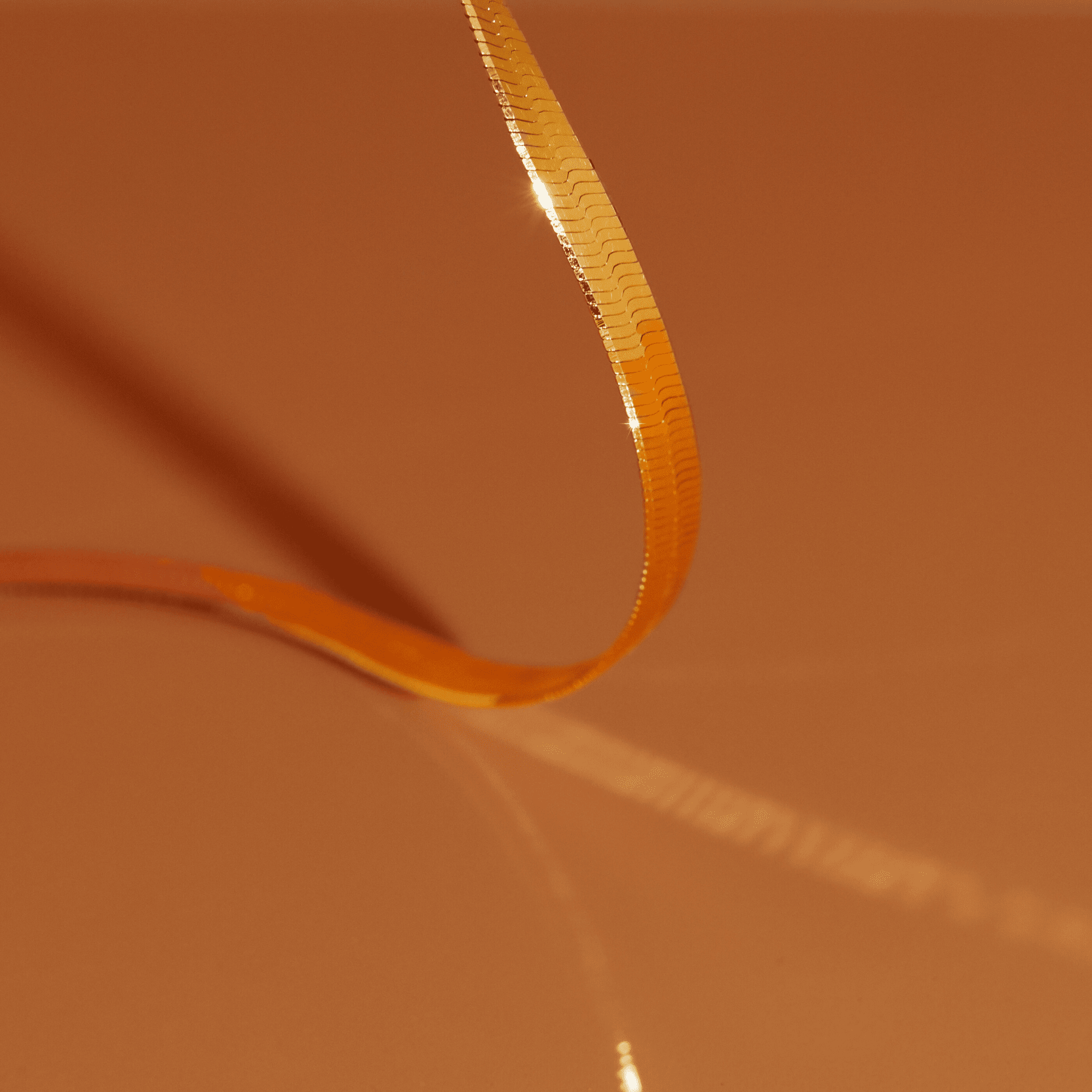 Solid Gold Herringbone Chain Necklace