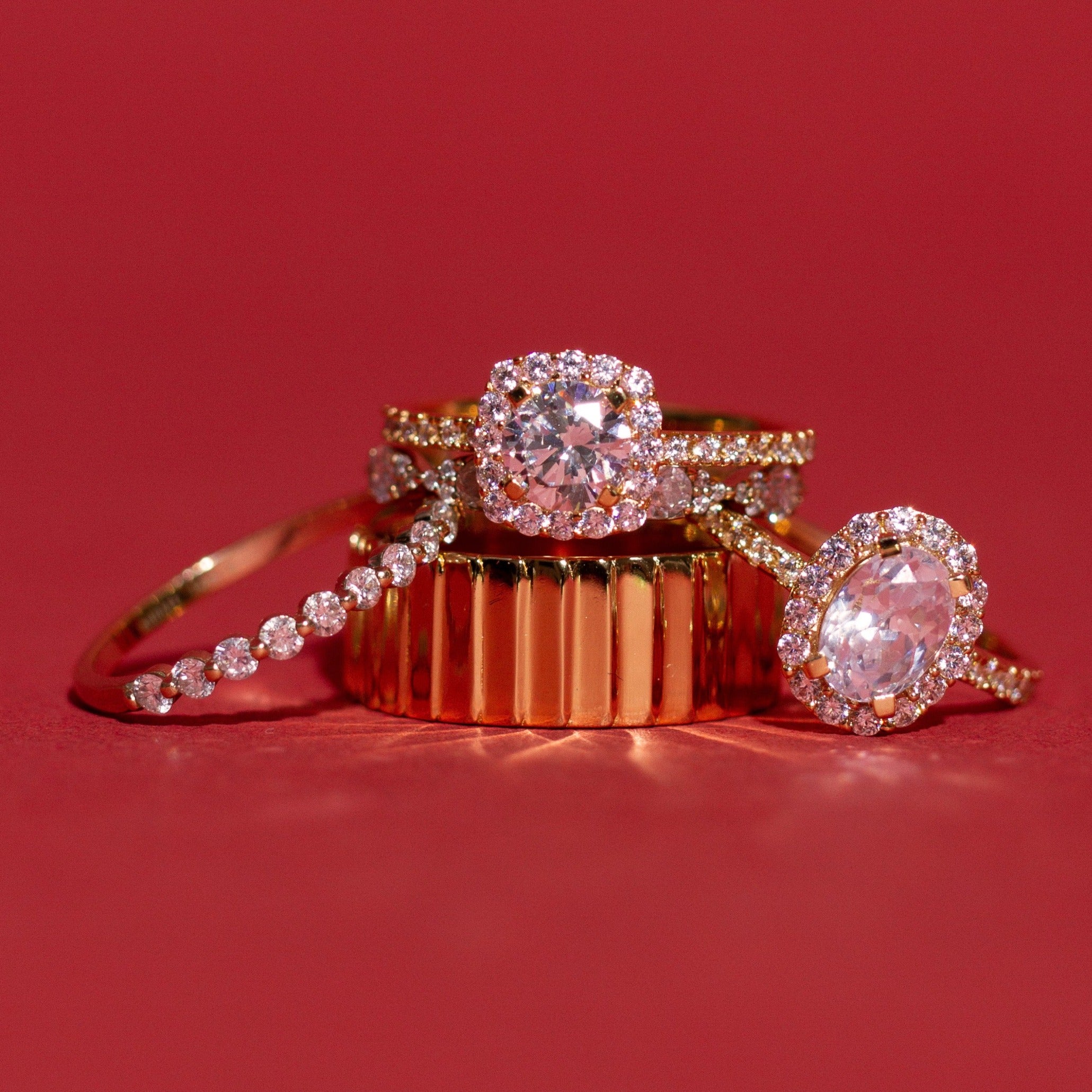 Half-Studded Prong Diamond Gold Band