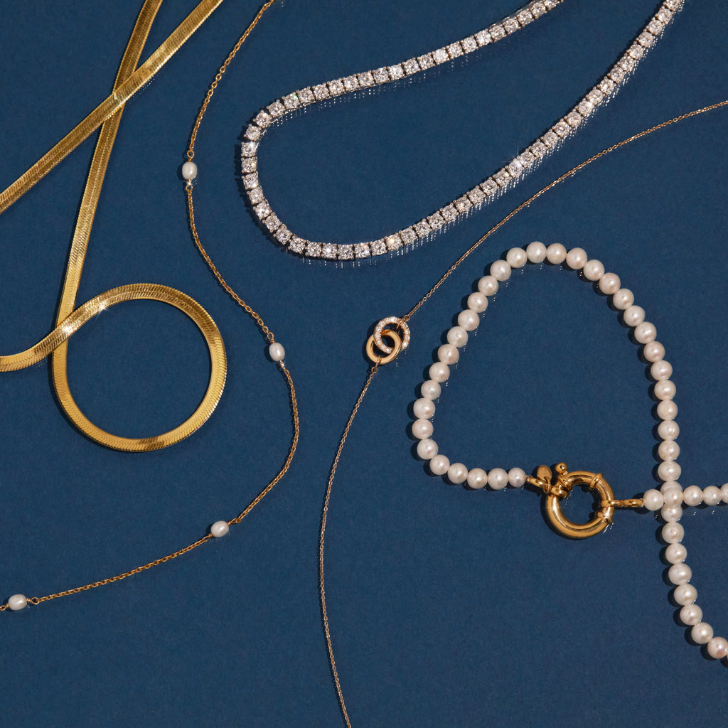 Solid Gold Herringbone Chain Necklace