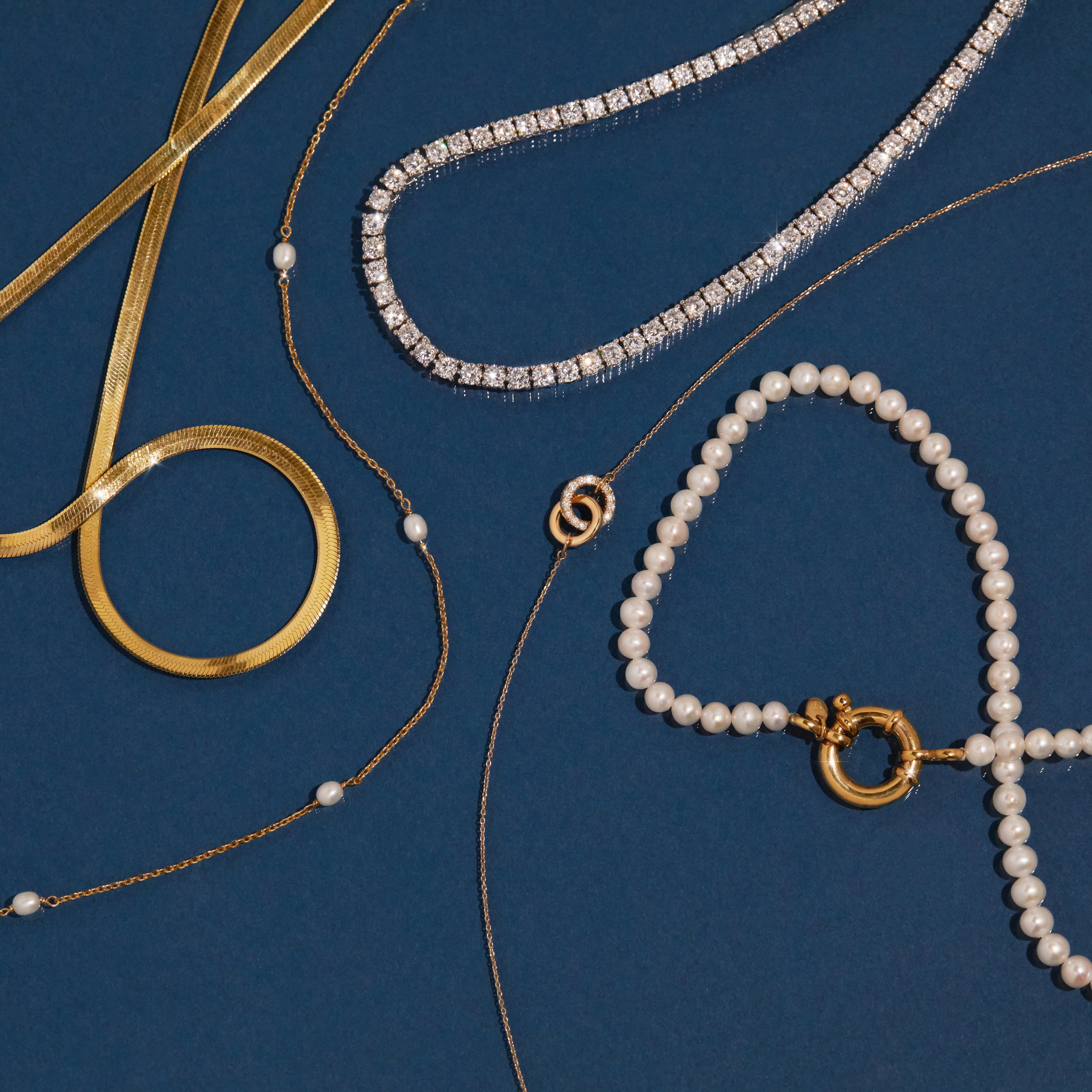 Solid Gold Herringbone Chain Necklace