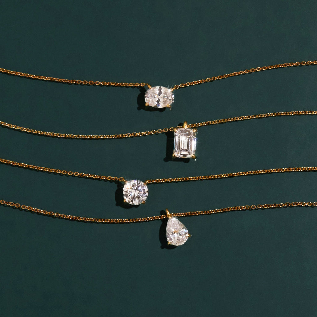 Emerald Gemstone Solitaire Necklace
