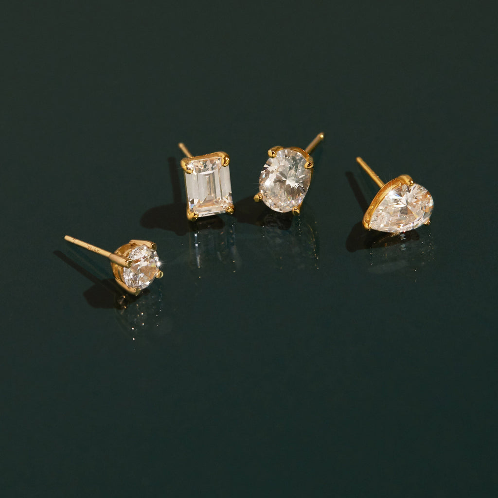 Round Gemstone Solitaire Stud Earrings