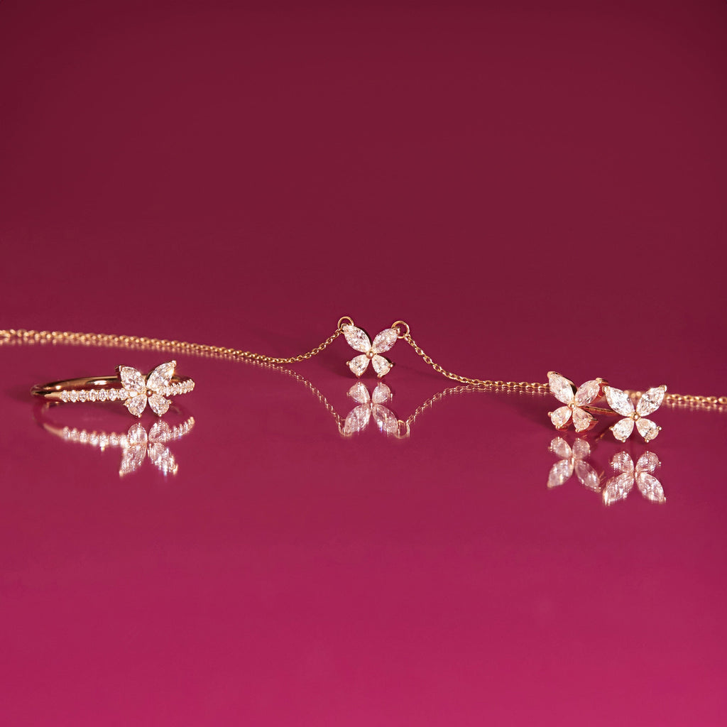 Lab Grown White Sapphire Butterfly Earrings