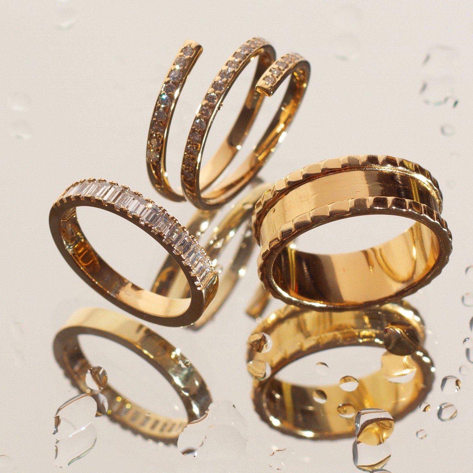 Bold Half Diamond Baguette Ring